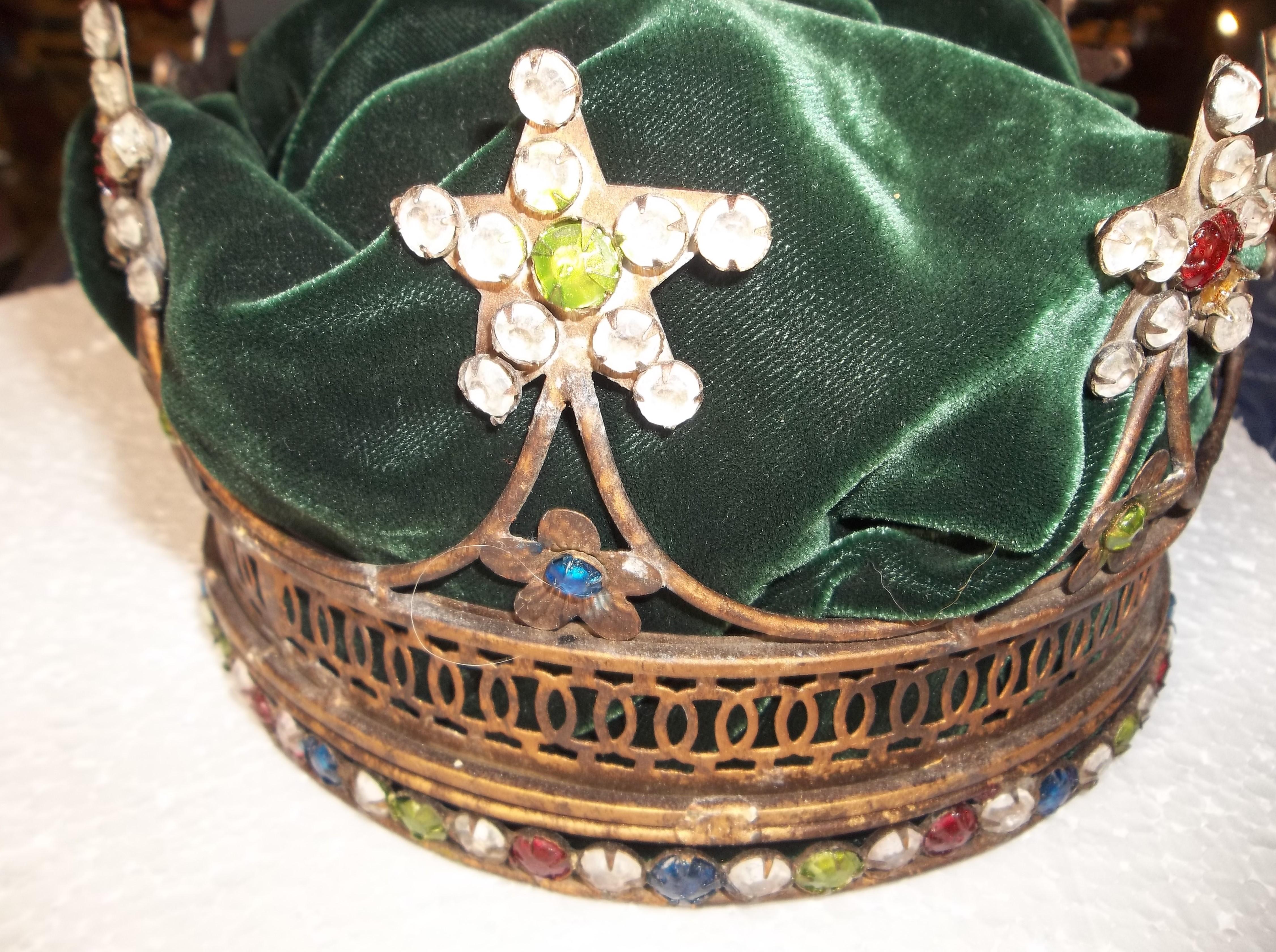 American Jeweled Paste Gilt Toned Mardi Gras or Debutante Crown