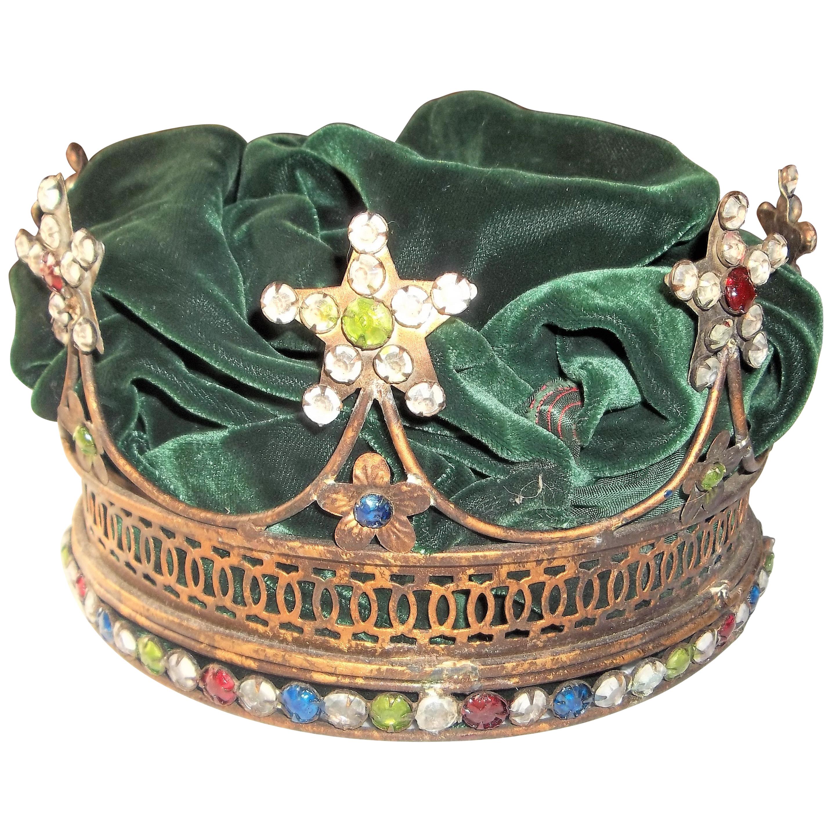 Jeweled Paste Gilt Toned Mardi Gras or Debutante Crown