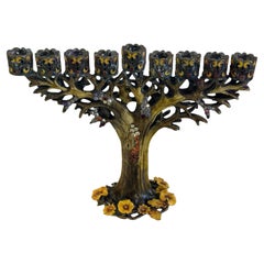 Menorah "Albero della Vita" Jewell in peltro e smalto nello stile di Jay Strongwater