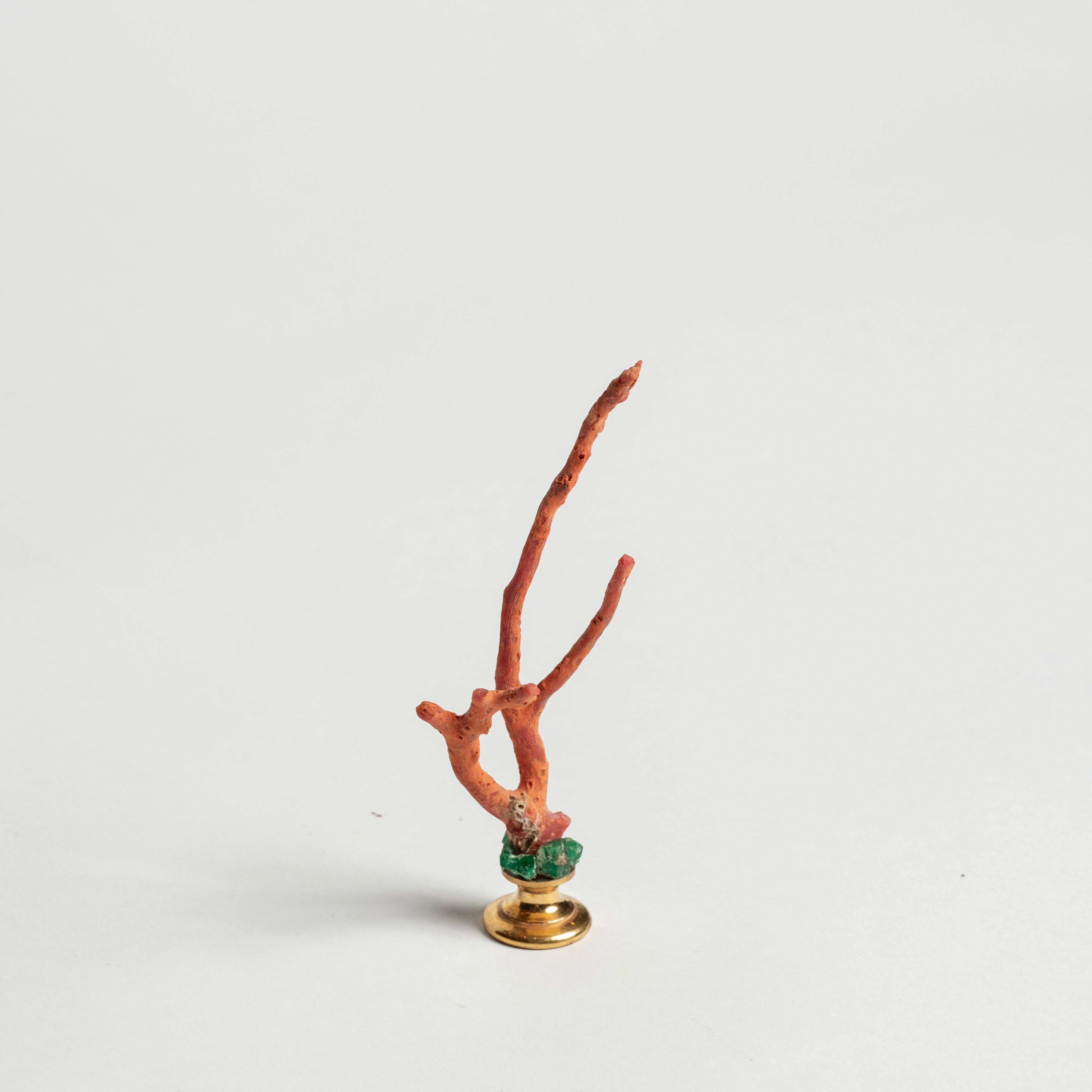 Jeweled Red Coral Sculpture~ Napoleon III Bronze Doré Fragment For Sale 1