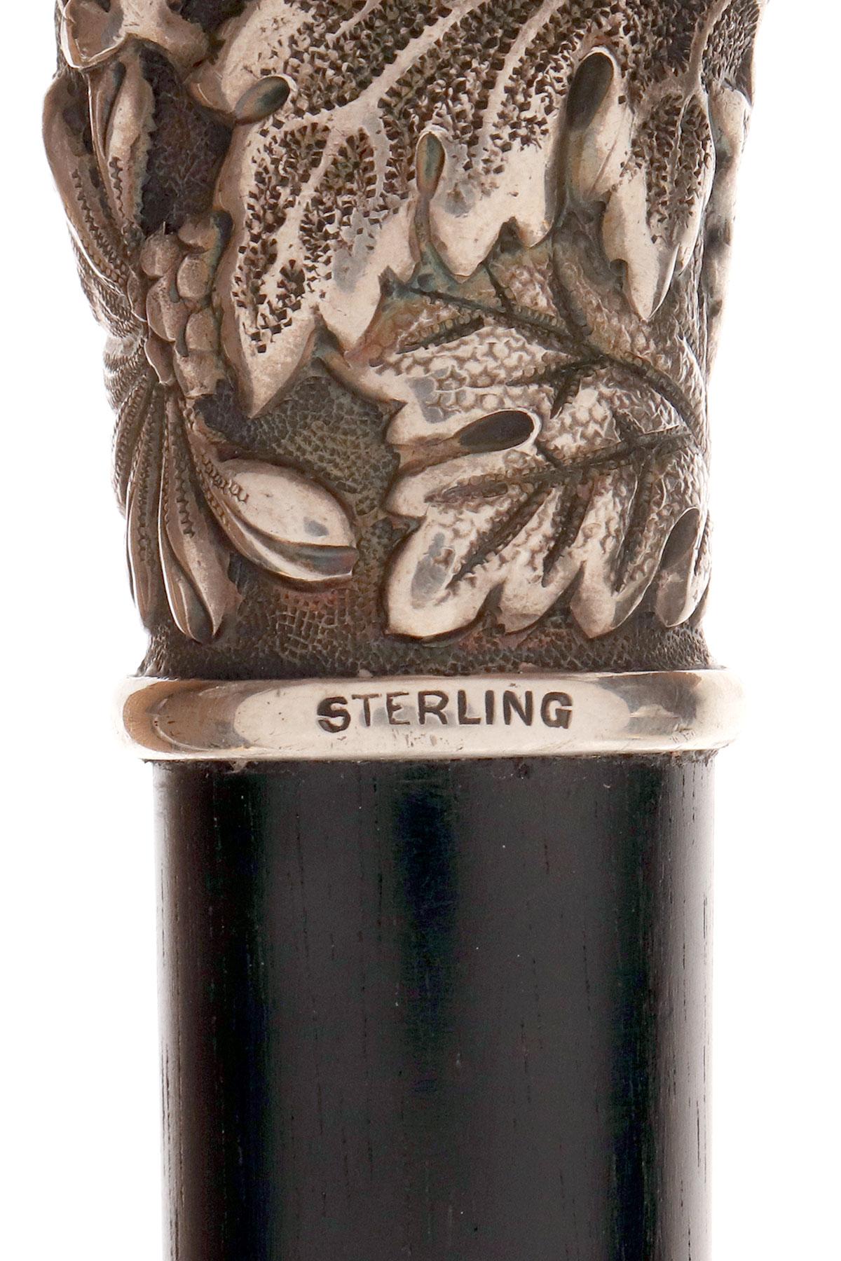 Jeweled silver walking stick depicting chrysanthemums, by Tiffany, USA 1890-1900 For Sale 5