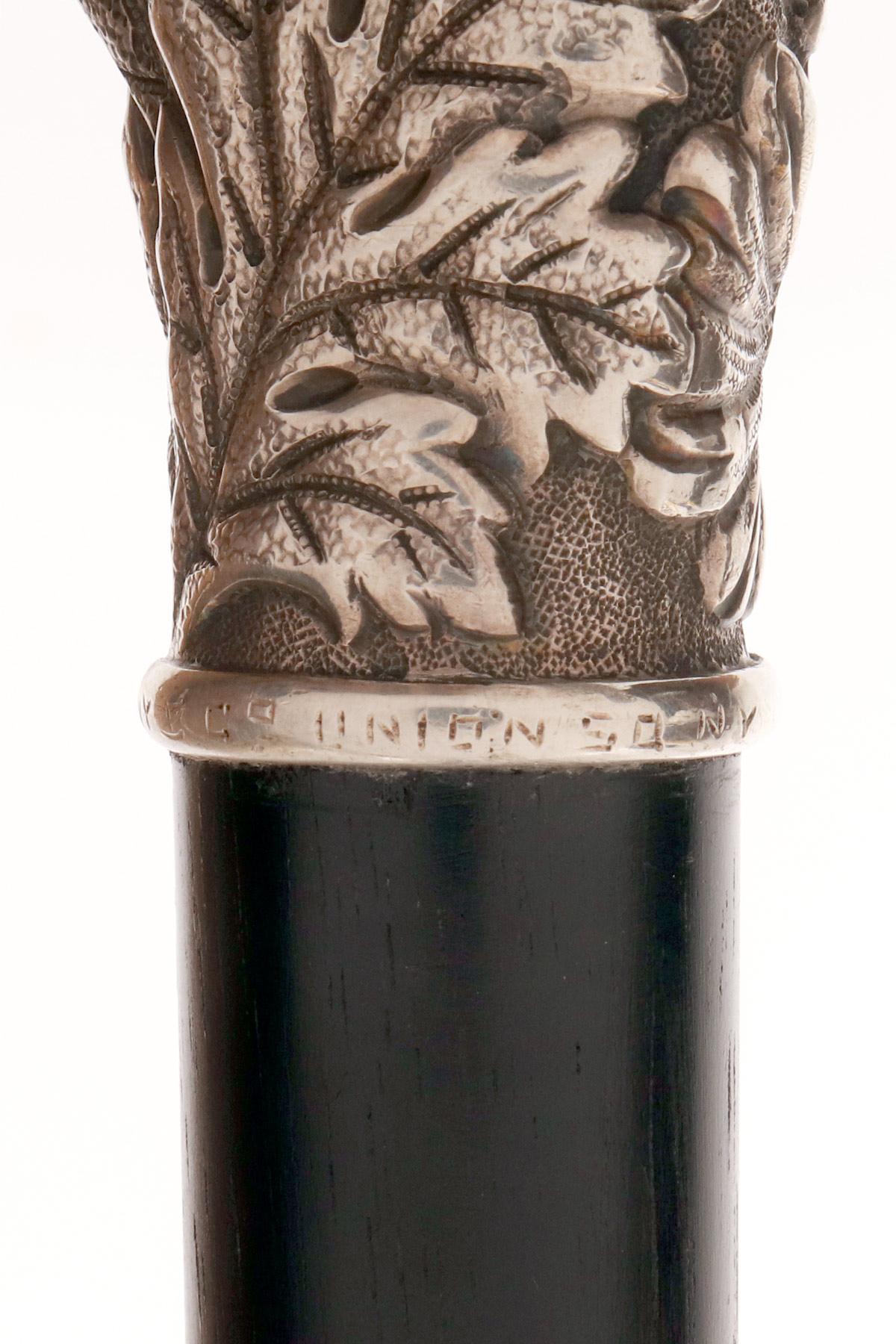 Jeweled silver walking stick depicting chrysanthemums, by Tiffany, USA 1890-1900 For Sale 7