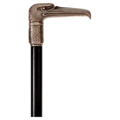 Canne à pied en argent bijoutier représentant une tête d'aigle, par Tiffany USA 1890
