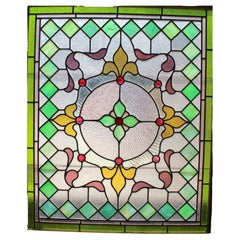 Jeweled Stained Glass Window 31" x 37"