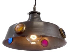 Jeweled Tin Pendants, Pair