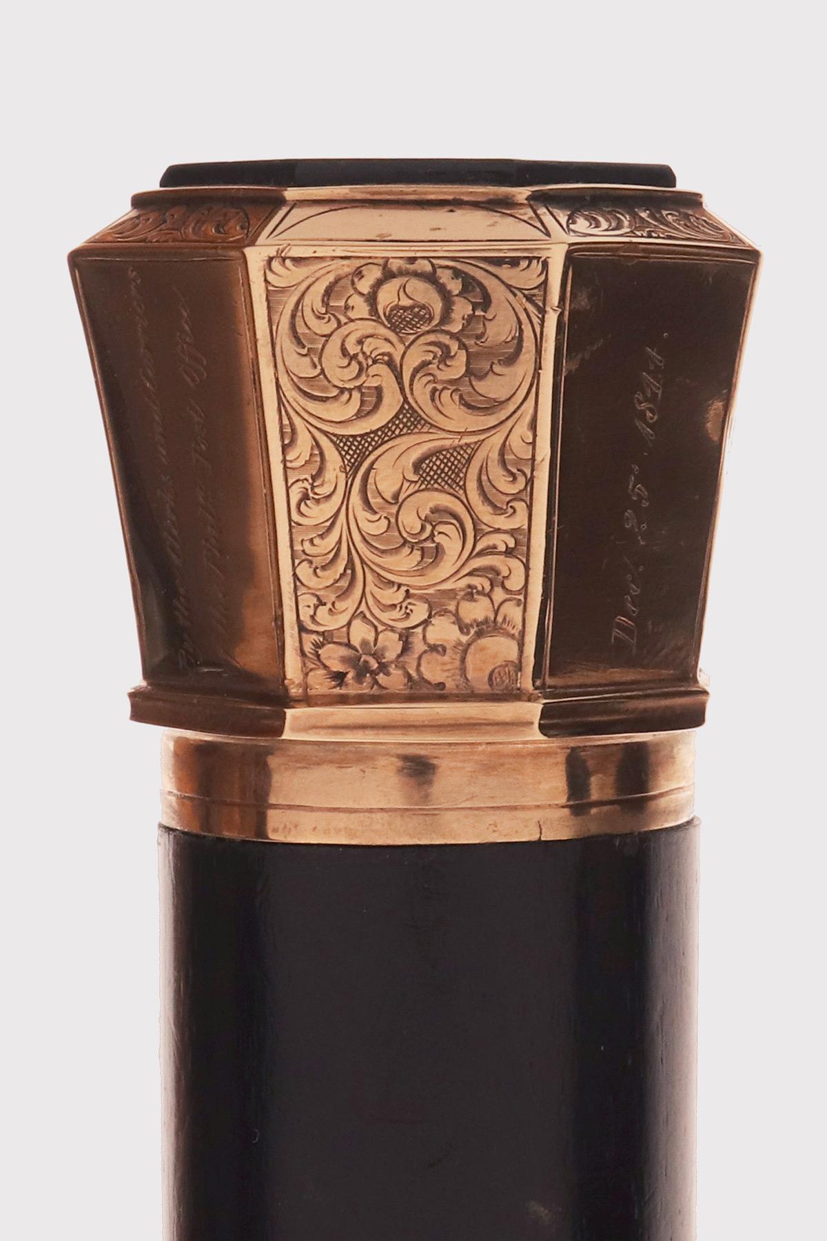Jeweled walking stick, in gold with pietradura, Florentine mosaic. USA 1844. For Sale 5