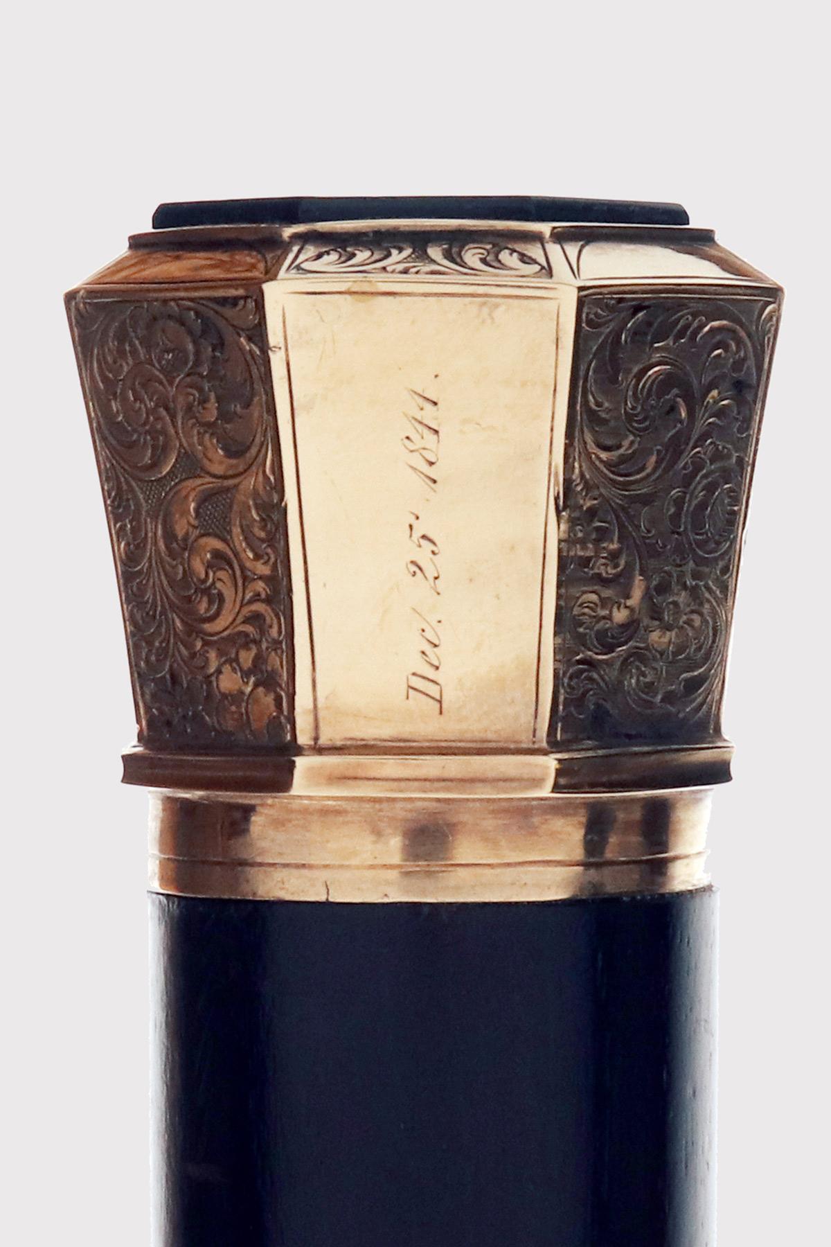 Jeweled walking stick, in gold with pietradura, Florentine mosaic. USA 1844. For Sale 2