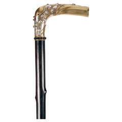 Stick de marche orné de bijoux Lilies de la vallée, de Renato Brozzi, Italie 1900.