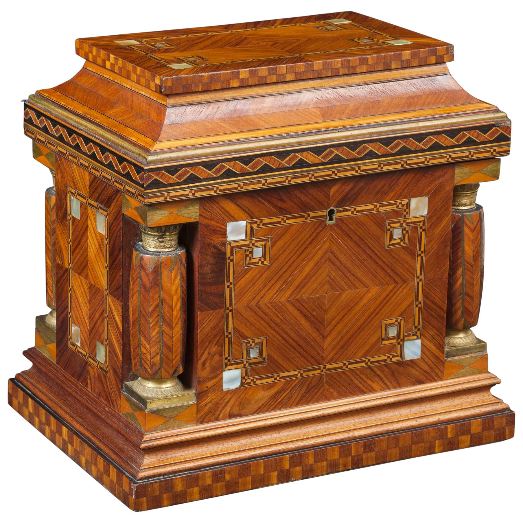 Jeweler Box in Marquetry of Different Woods and Applications, circa 1930