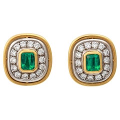 Jeweler Light, Ear Studs 'Pair', Esp. with 2 Fold, Emeralds and Glasses Togethe