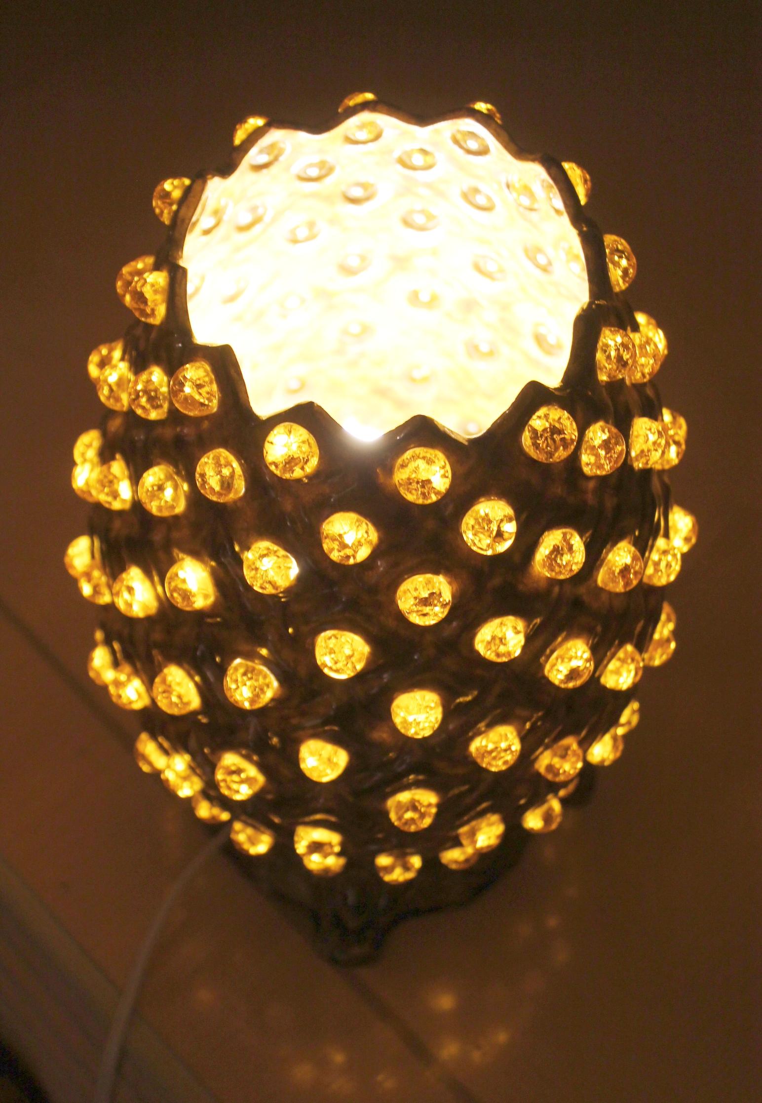 Mid-Century Modern Jewell Ceramic Accent Up Lamp ! Magnifique décor MCM d'après Peter Carl Fabergé en vente