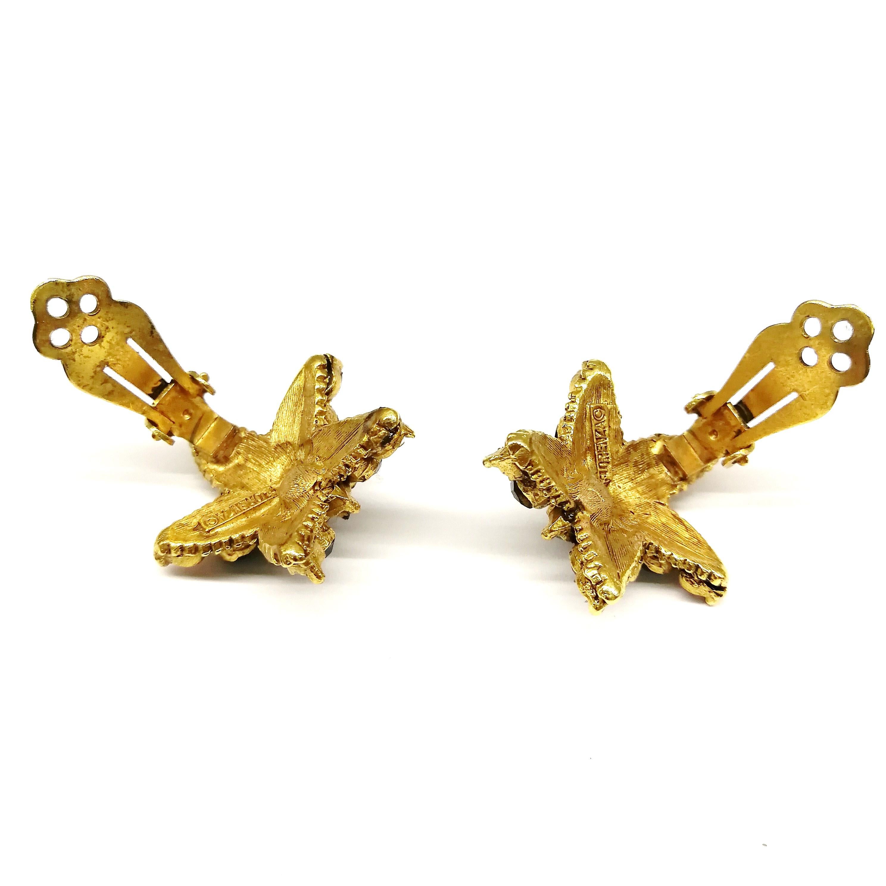 Jewelled gilt metal and coloured paste 'starfish' earrings, Florenza, 1960s 1