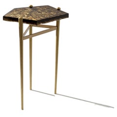Jewelled Topaz Accent Side Table in Cast Glass and Brass