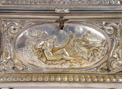 Jewellery Box in Chased and Silvered Bronze, 19th Century, Napoleon III Period.