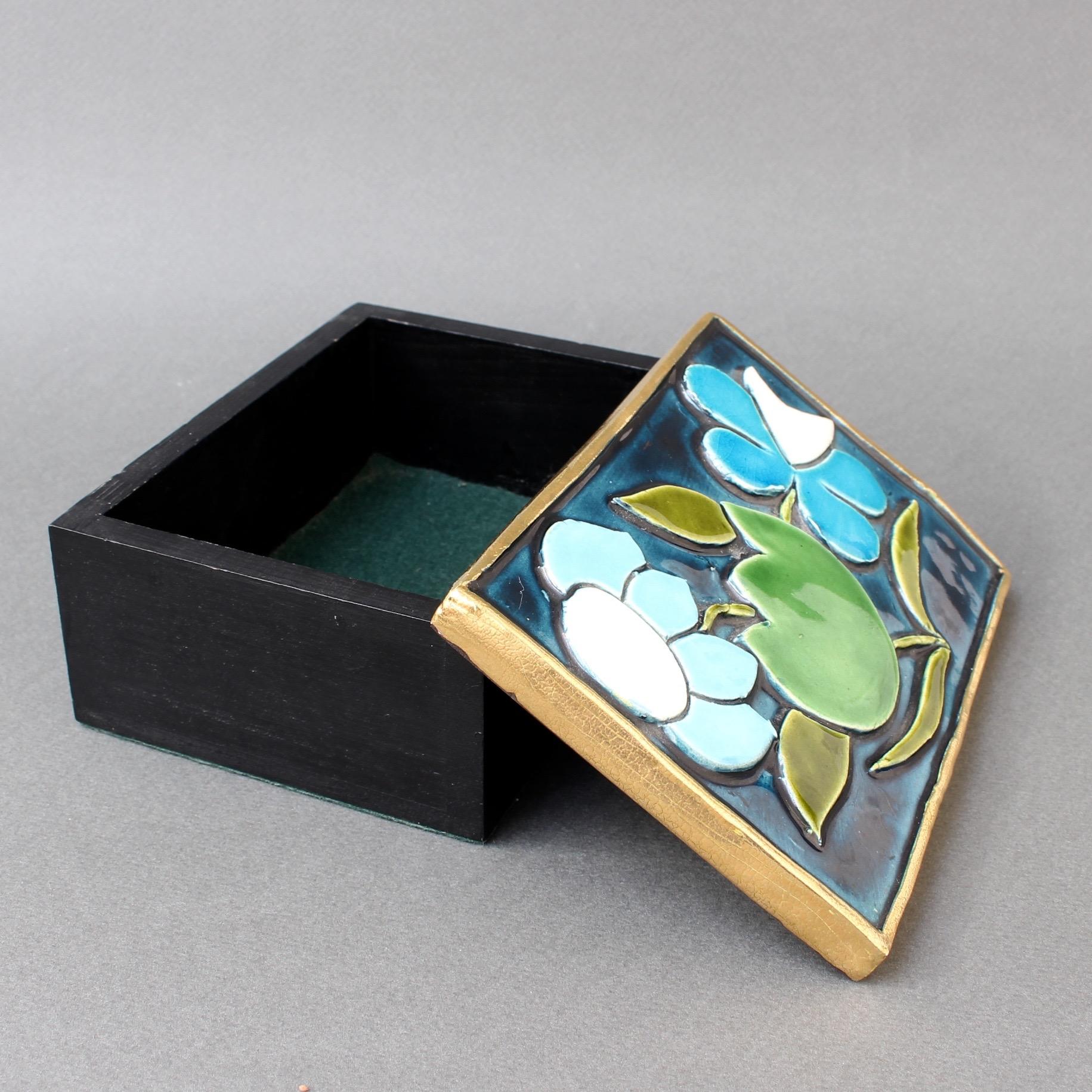 Jewellery Box with Decorative Ceramic Lid by François Lembo 'circa 1960s' 2