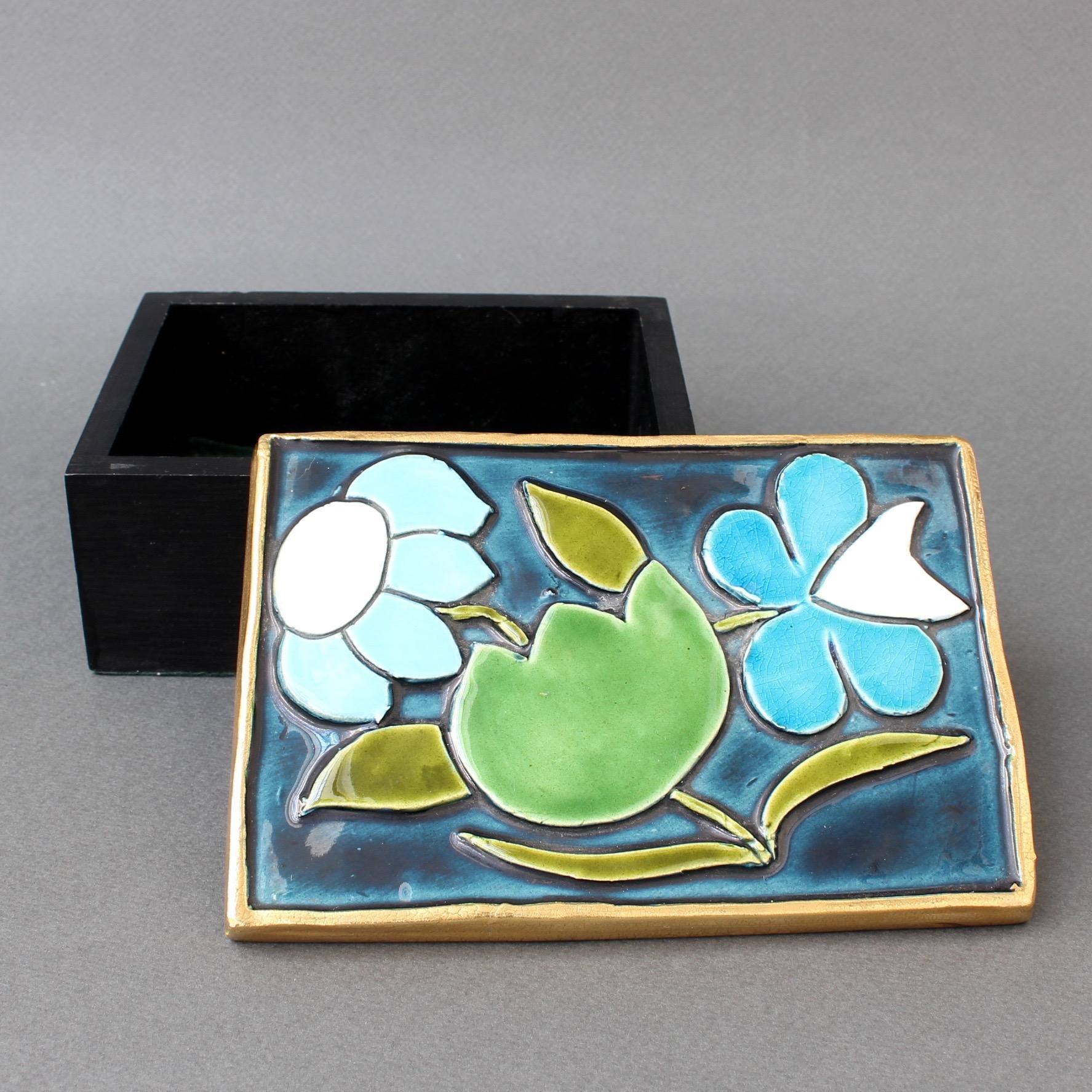 Jewellery Box with Decorative Ceramic Lid by François Lembo 'circa 1960s' 3