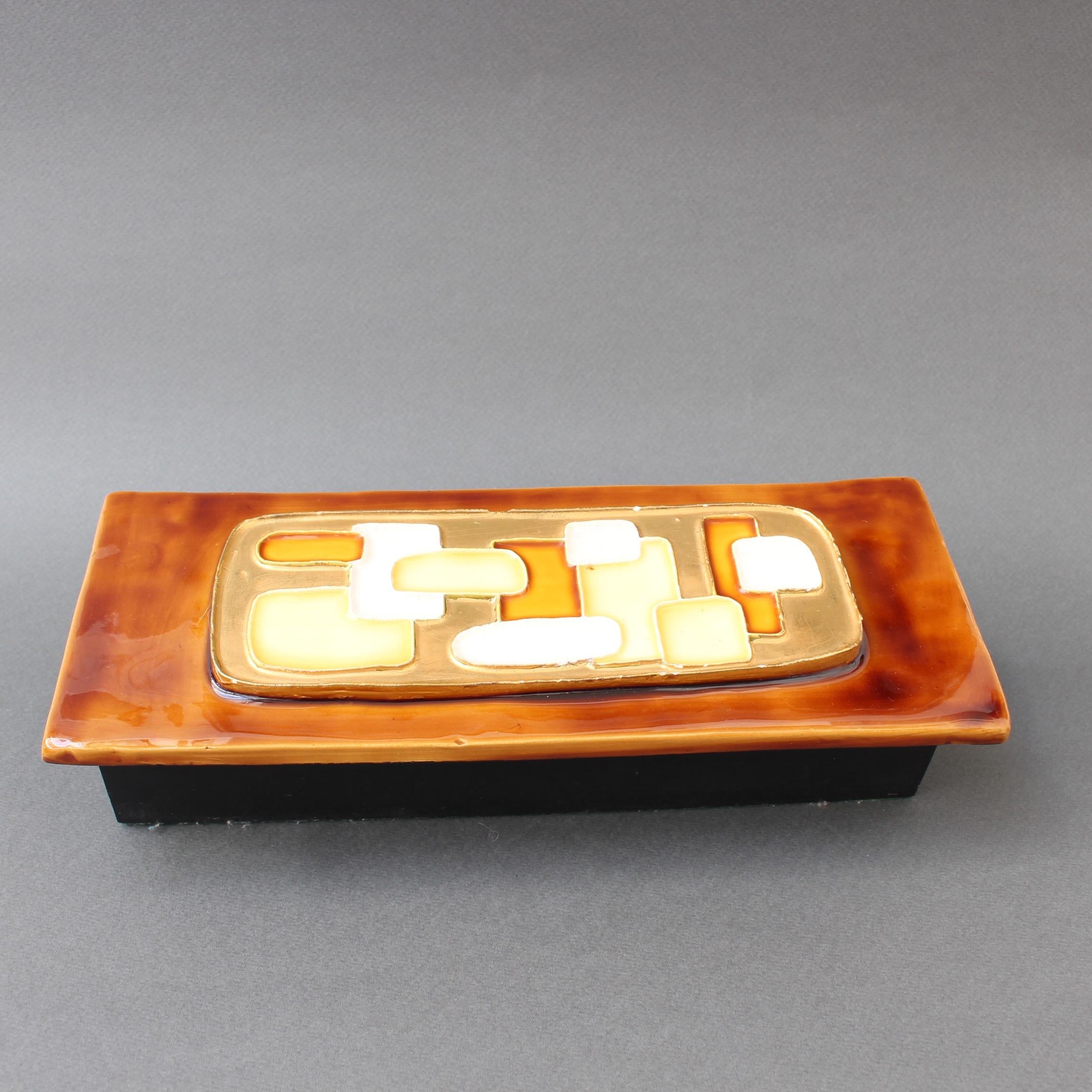 French Jewellery Box with Decorative Ceramic Lid by François Lembo, 'circa 1960s'