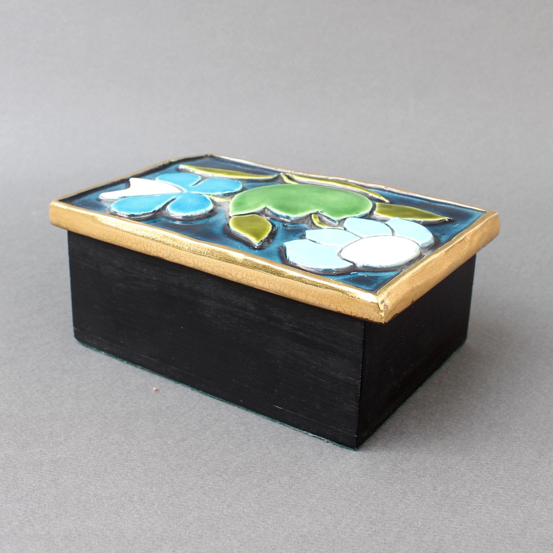 Jewellery Box with Decorative Ceramic Lid by François Lembo 'circa 1960s' In Good Condition In London, GB