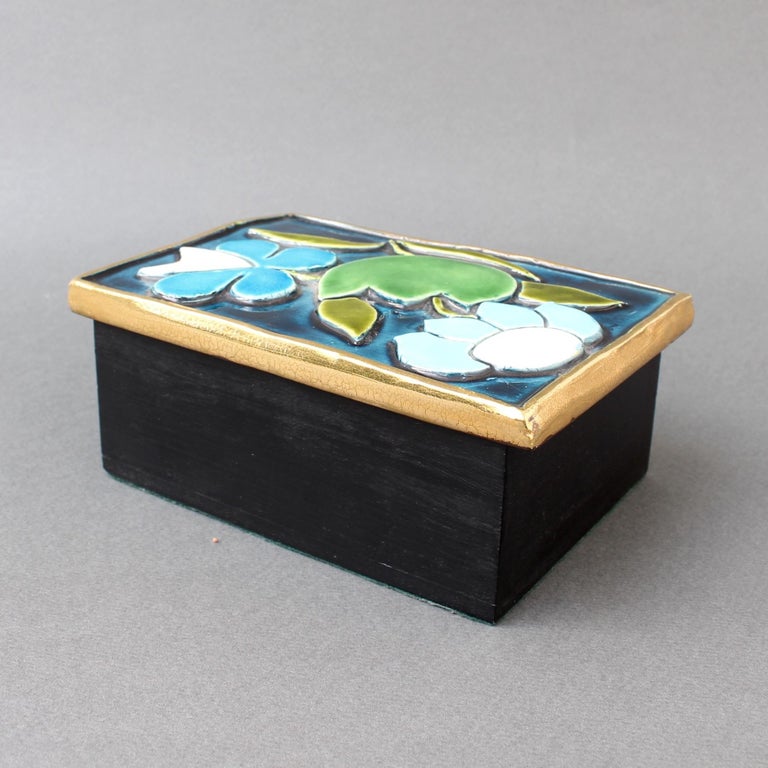 Jewellery Box with Decorative Ceramic Lid by François Lembo 'circa