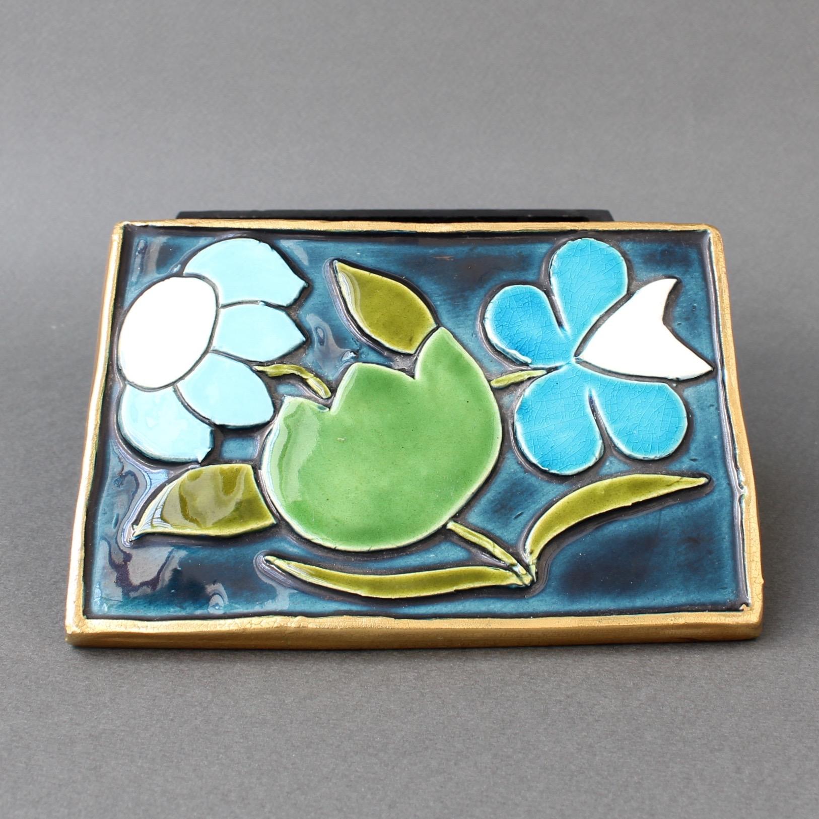 Mid-20th Century Jewellery Box with Decorative Ceramic Lid by François Lembo 'circa 1960s'