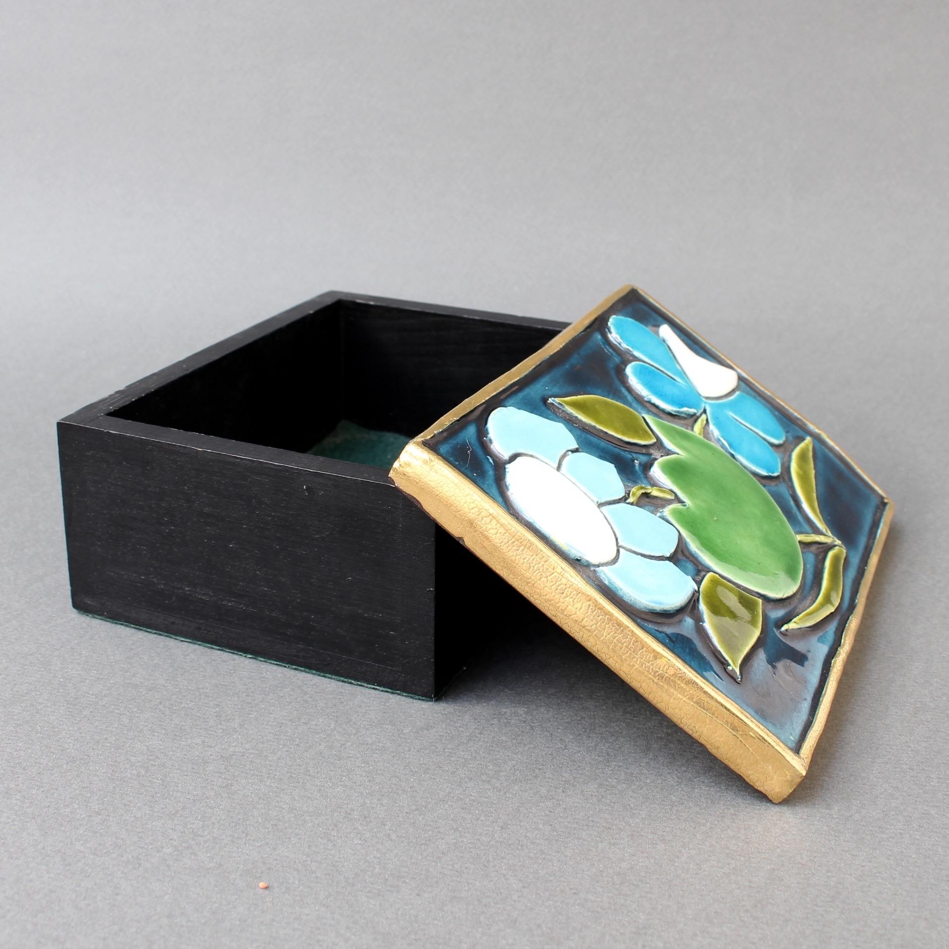 Jewellery Box with Decorative Ceramic Lid by François Lembo 'circa 1960s' 1