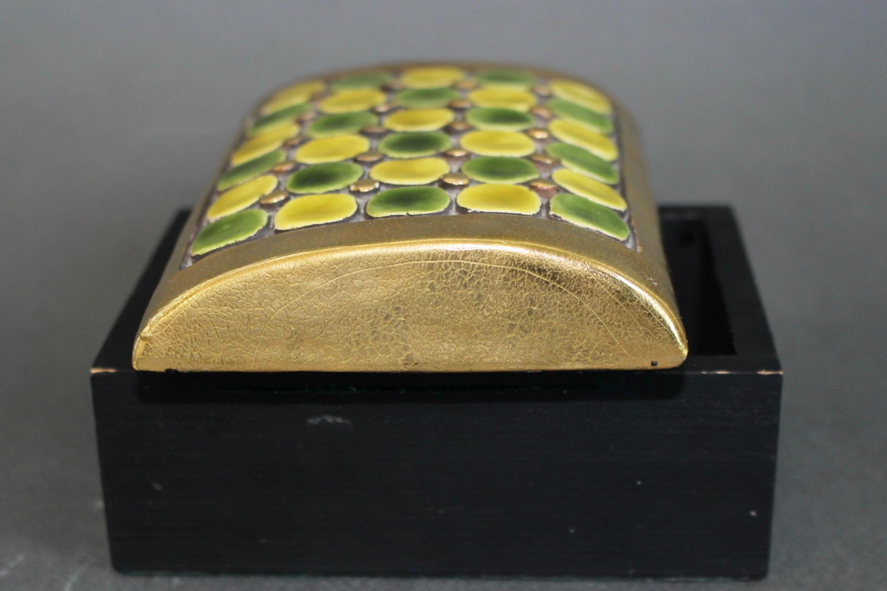 Jewellery Box with Decorative Ceramic Lid by Mithé Espelt (circa 1960s) For Sale 5