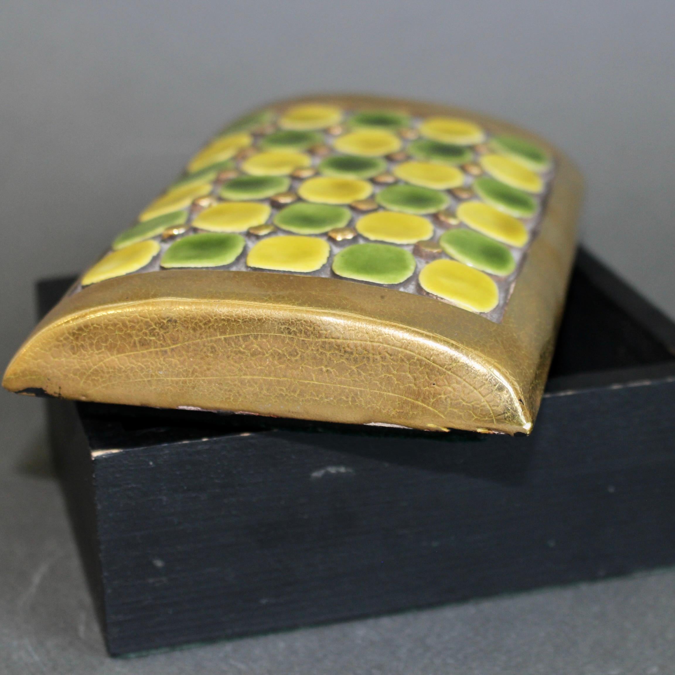 Jewellery Box with Decorative Ceramic Lid by Mithé Espelt (circa 1960s) For Sale 6