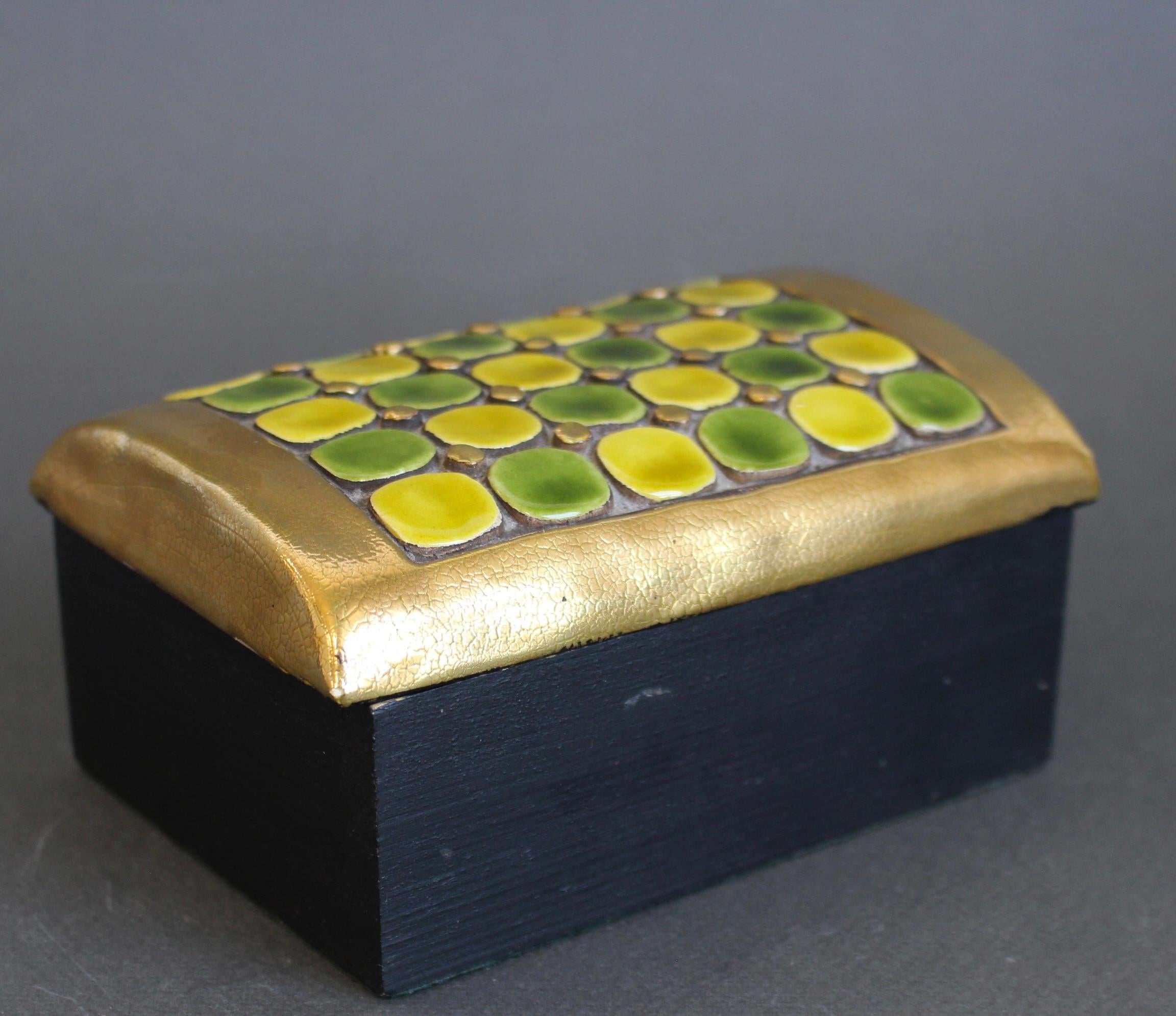 Jewellery Box with Decorative Ceramic Lid by Mithé Espelt (circa 1960s) For Sale 11