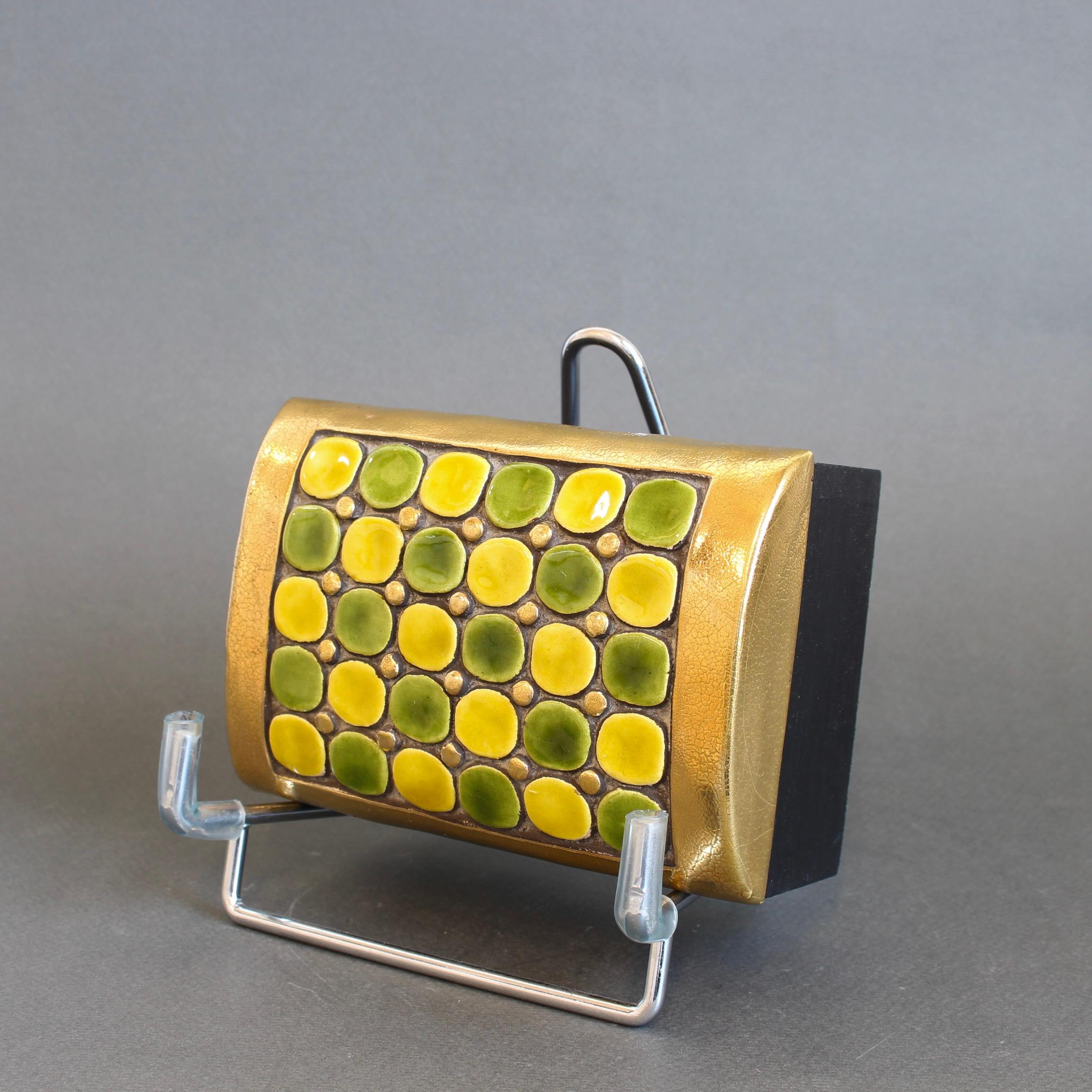 French Jewellery Box with Decorative Ceramic Lid by Mithé Espelt (circa 1960s) For Sale