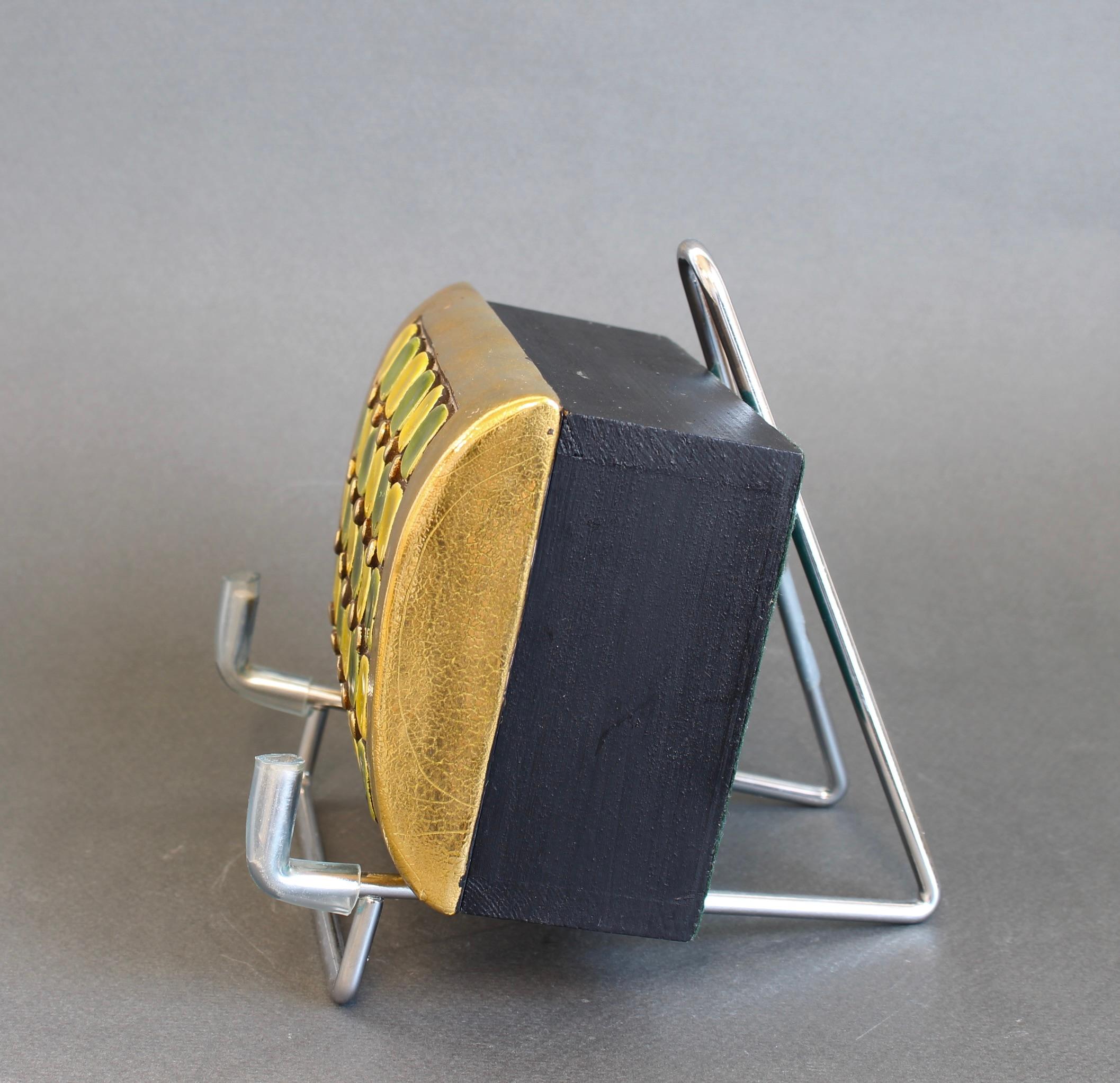 Jewellery Box with Decorative Ceramic Lid by Mithé Espelt (circa 1960s) In Good Condition For Sale In London, GB