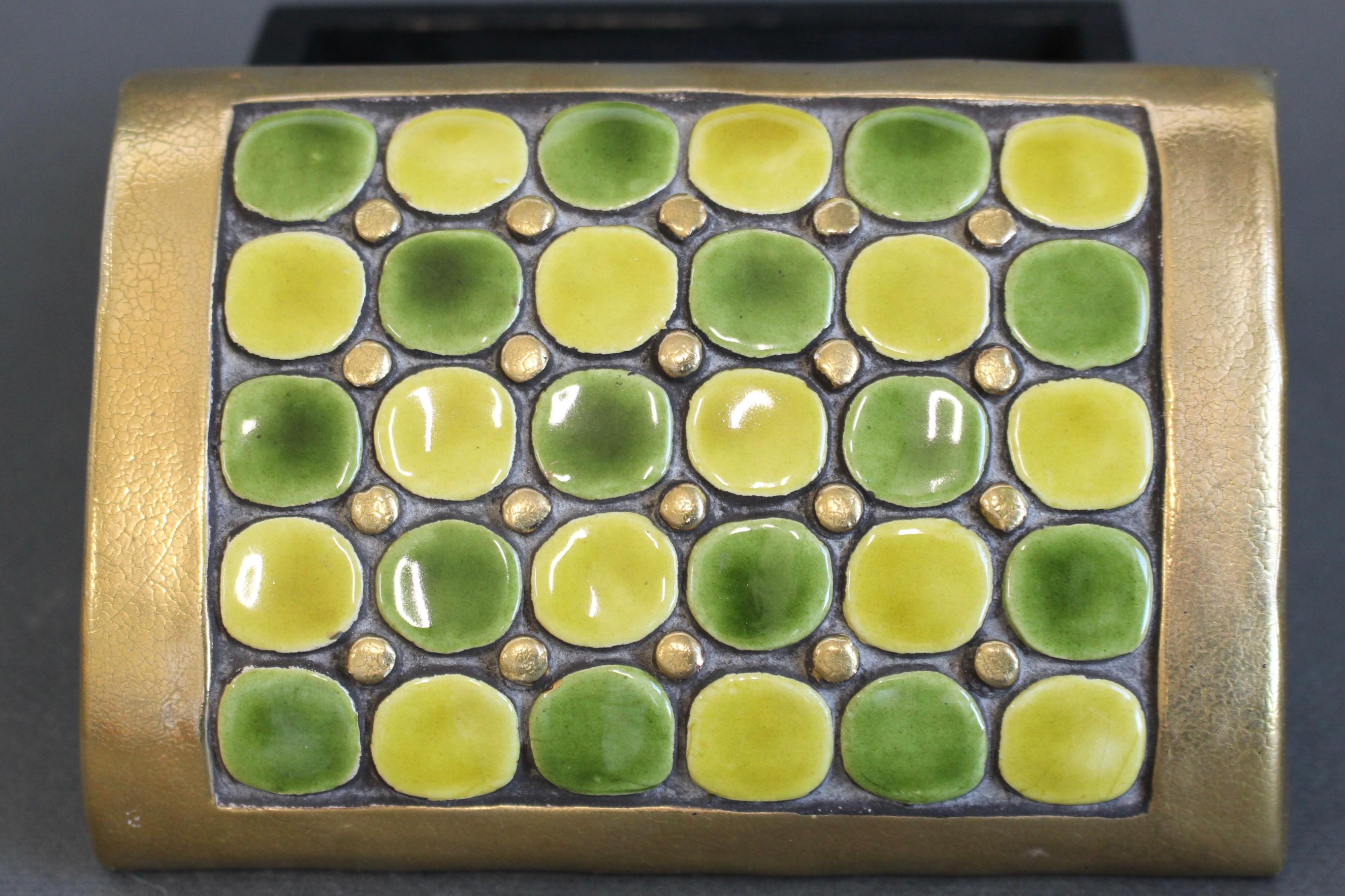 Jewellery Box with Decorative Ceramic Lid by Mithé Espelt (circa 1960s) For Sale 4