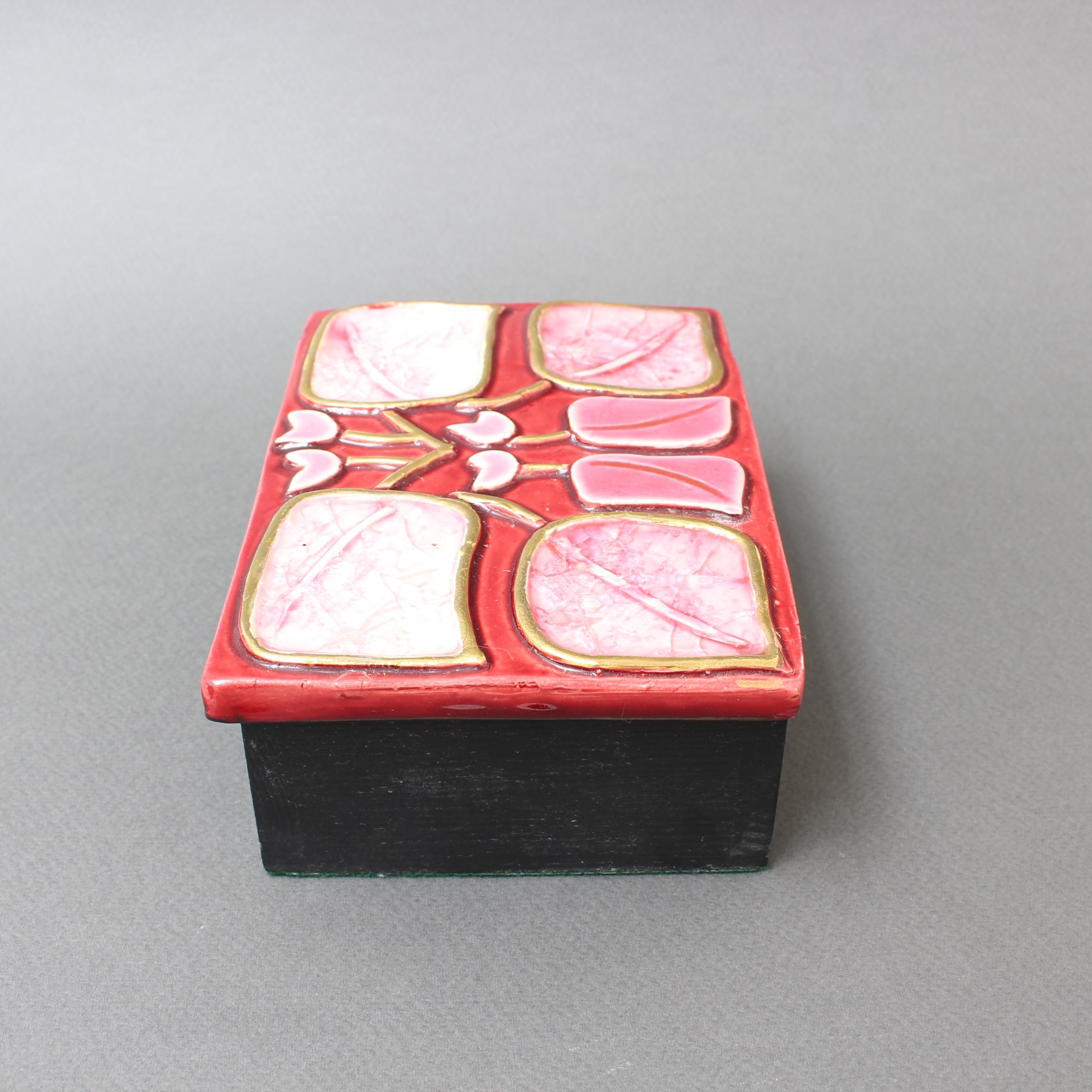 Jewellery Box with Decorative Enamel Lid by François Lembo, circa 1960s In Good Condition In London, GB