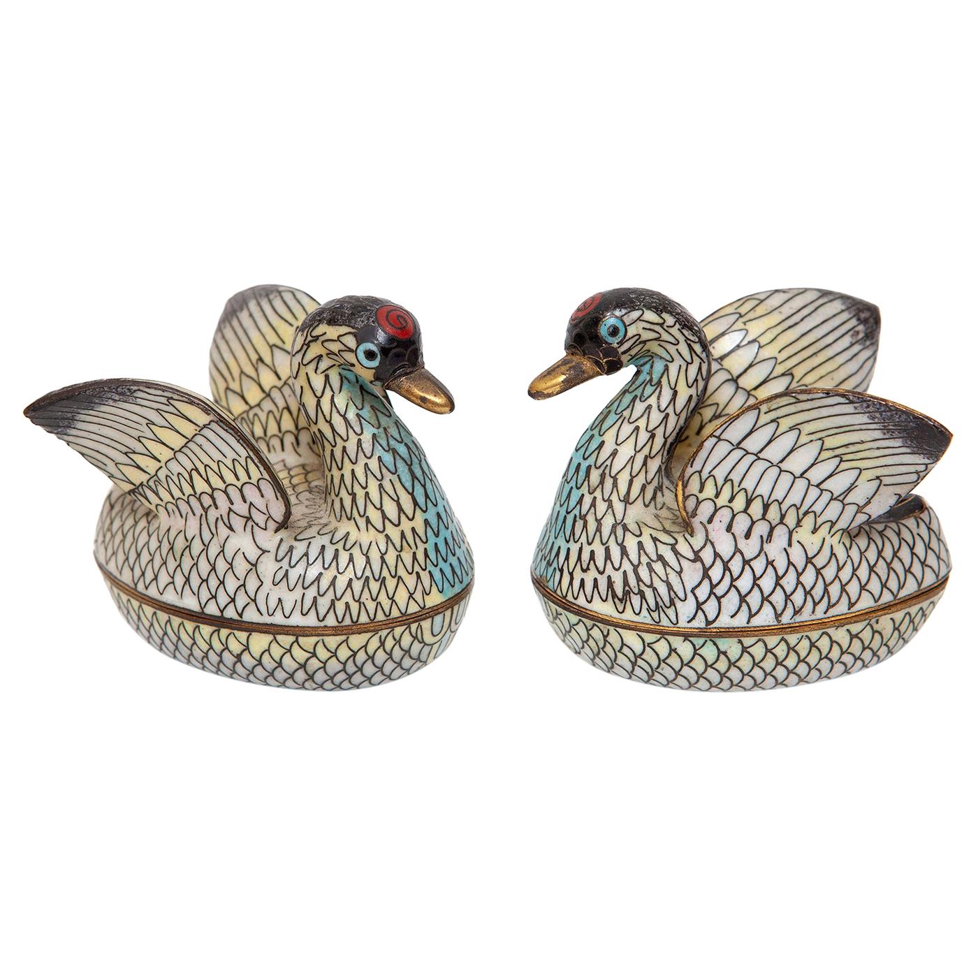 Joyero Anillo Baratijas Pareja Cloisonné Cisne Japonés Regalo Amor San Valentín en venta