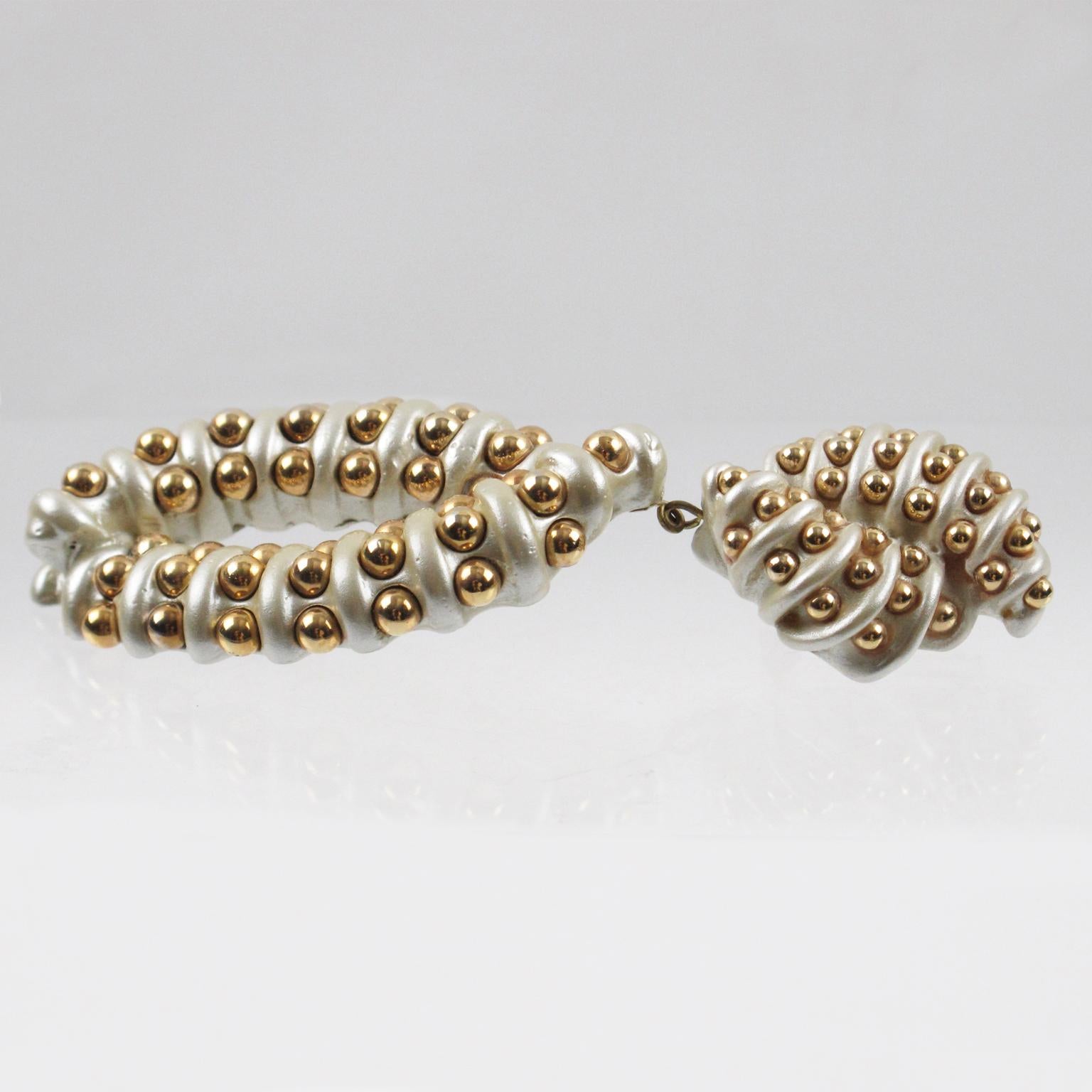 Orecchini a clip in resina perlata Jewellians in vendita 3