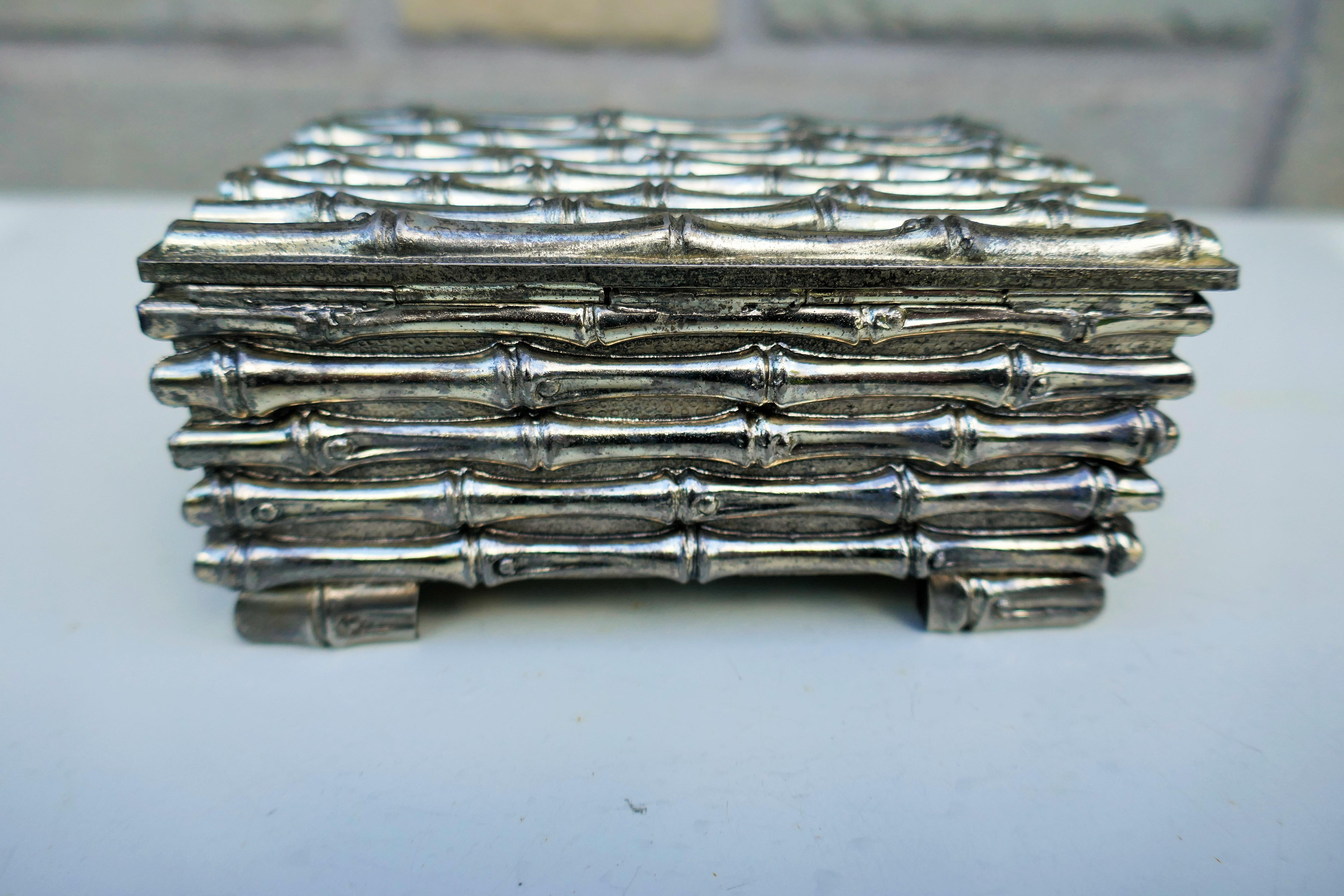 Jewelry box attributed to Maison Bague / Maria Pergay bamboo In condizioni buone in vendita a Lugo, IT