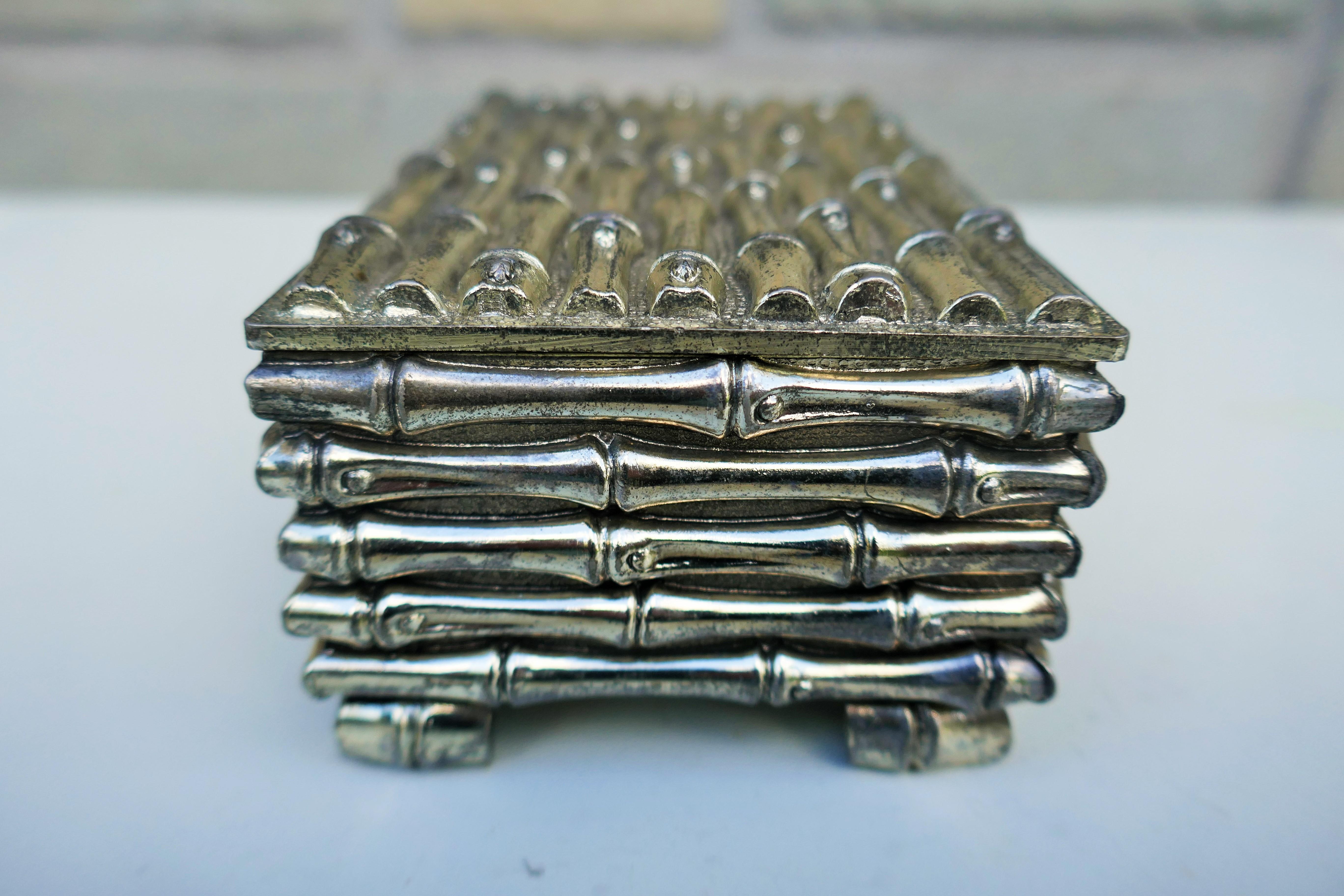 Mid-20th Century Jewelry box attributed to Maison Bague / Maria Pergay bamboo in vendita