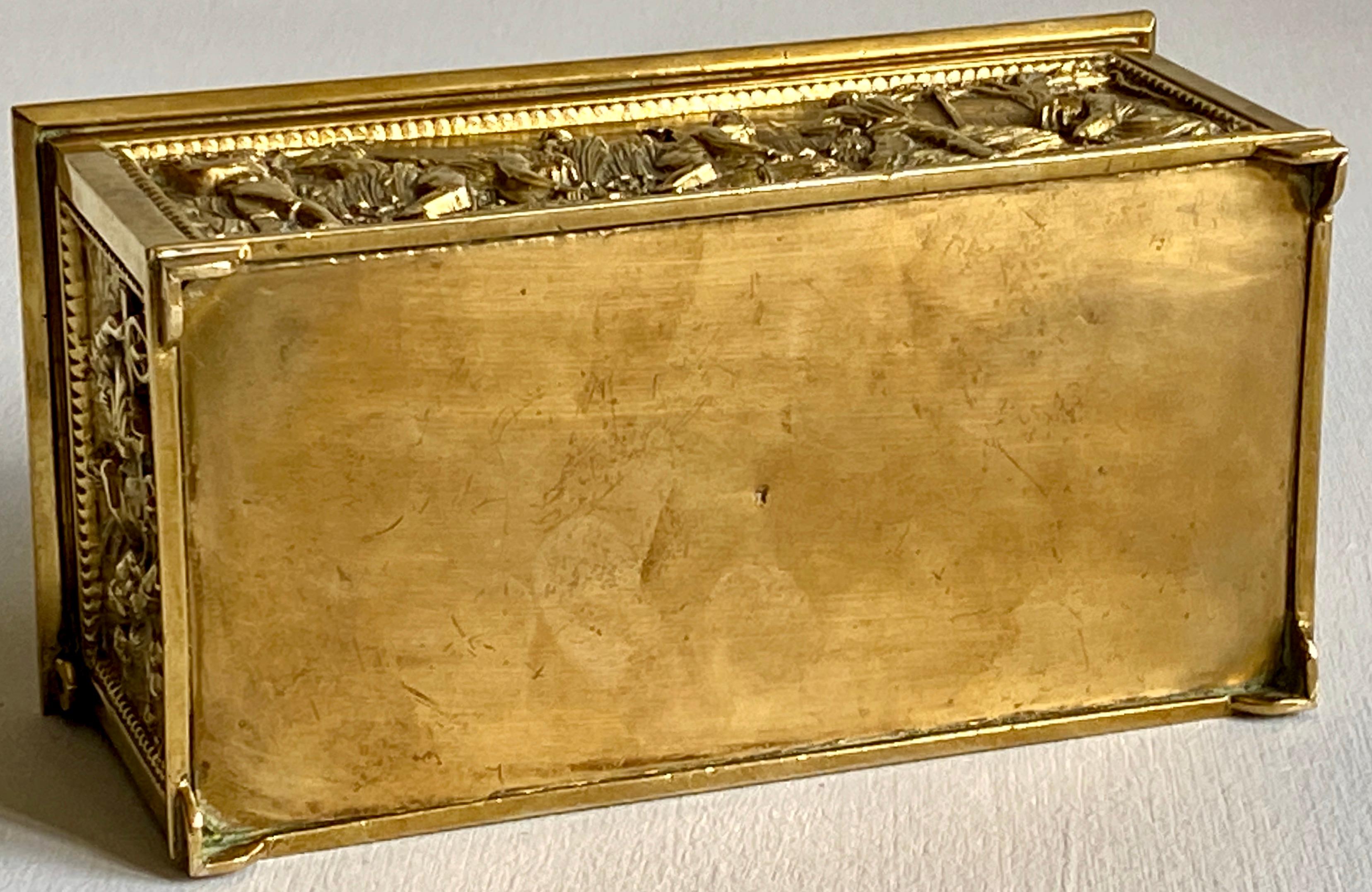 Schmuckkästchen Schatulle Truhe Messing Feinguss um 1910 5