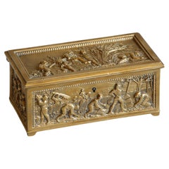 Antique Jewelry Box Casket Chest Brass Finely Cast circa 1910