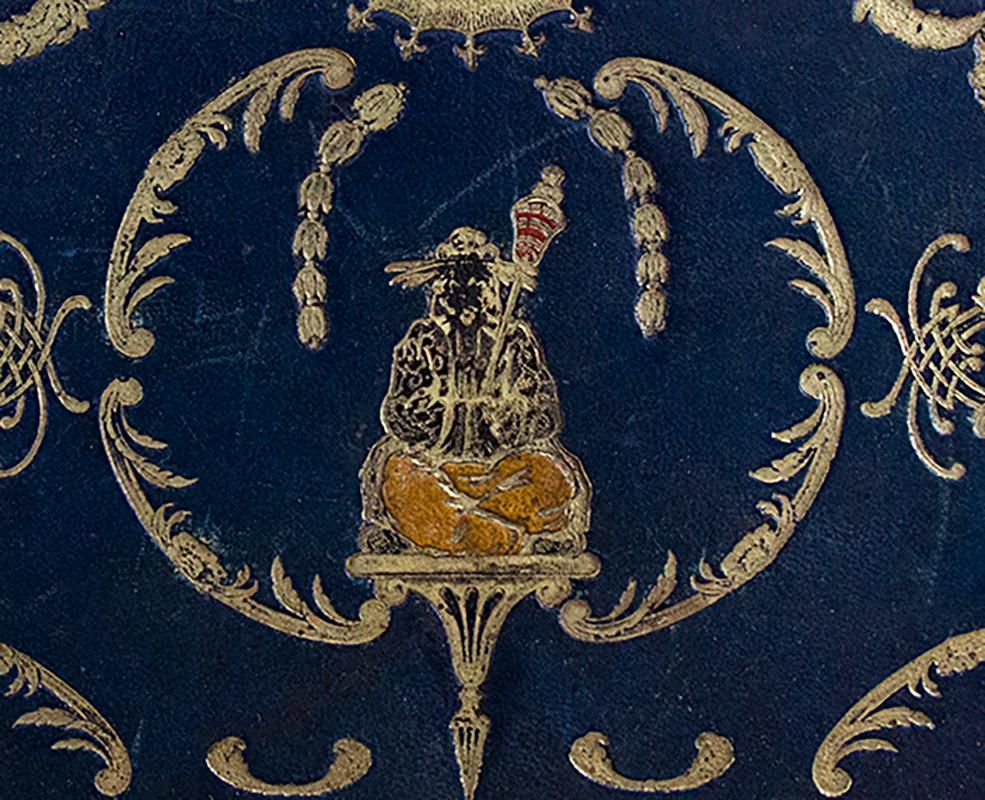 Boîte à bijoux recouverte de cuir marocain bleu Napoléon 3 d'époque en vente 3
