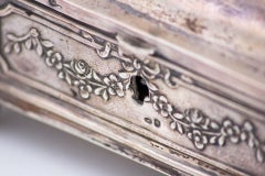 Jewelry box, embossed silver with four support feet