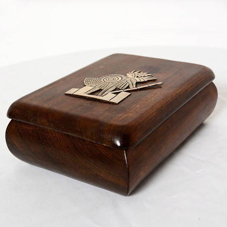 Unknown Jewelry Box Exotic Mahogany with Silver Emblem