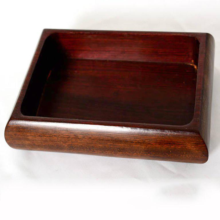 Mid-20th Century Jewelry Box Exotic Mahogany with Silver Emblem