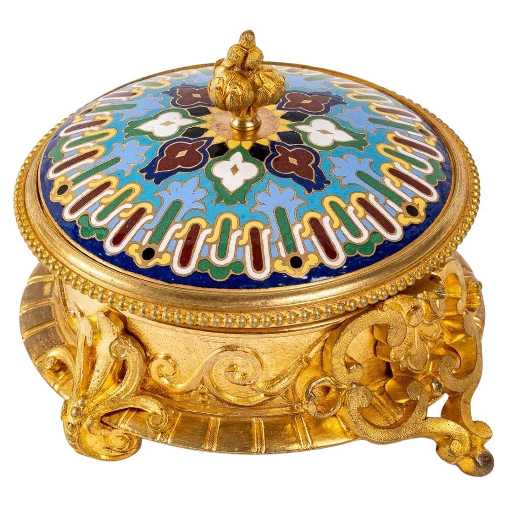 Jewelry Box In Bronze And Enamel Cloisonné Late 19th Century