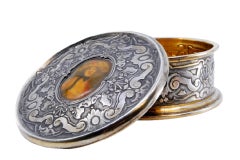 Jewelry box in embossed silver with circular plant motifs