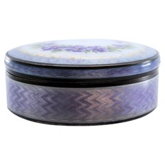 Jewelry box in enameled silver w/ floral motifs & gold interior w/ removable lid