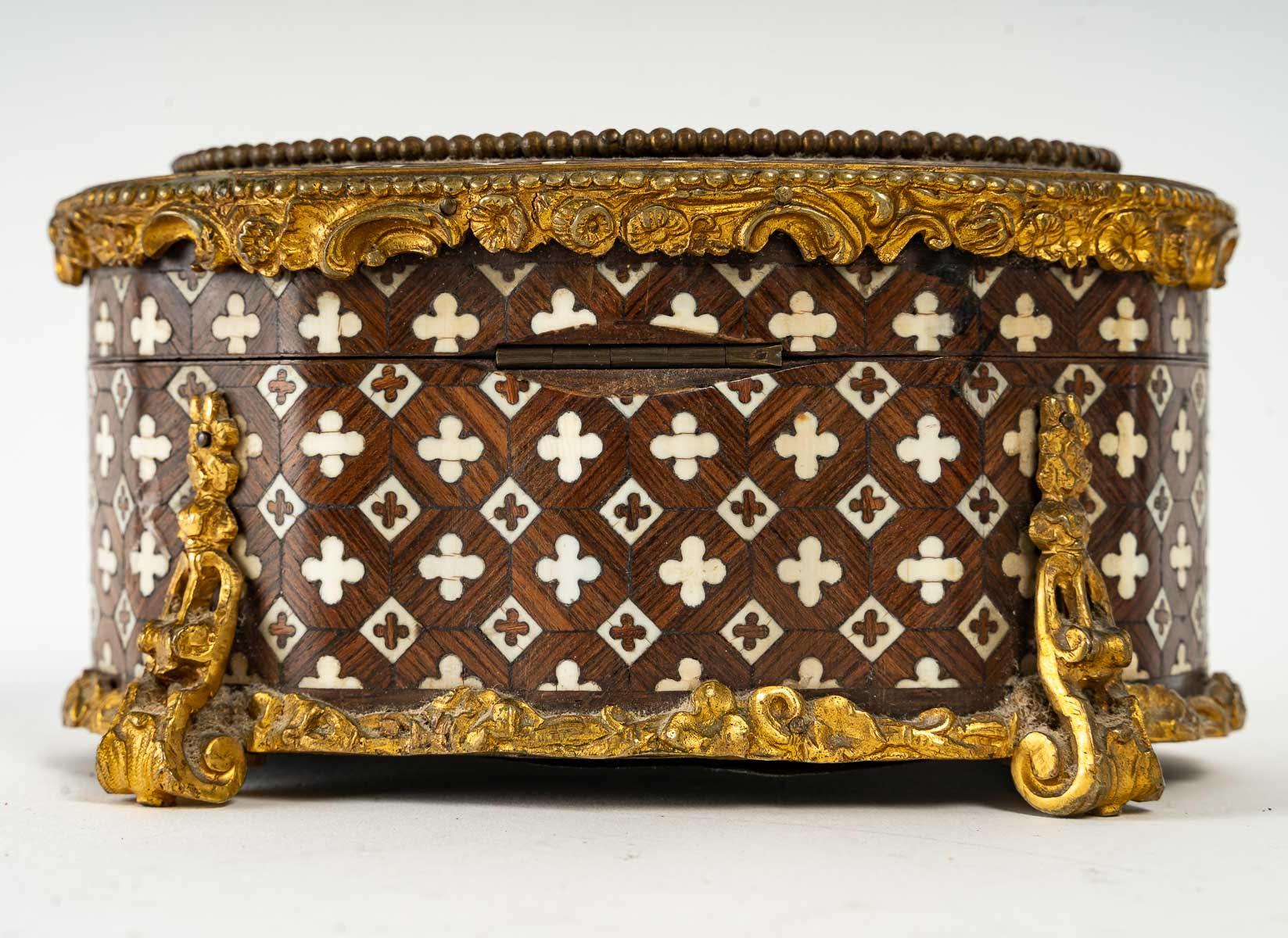 Napoleon III Jewelry Box in Marquetry of the 19th Century For Sale