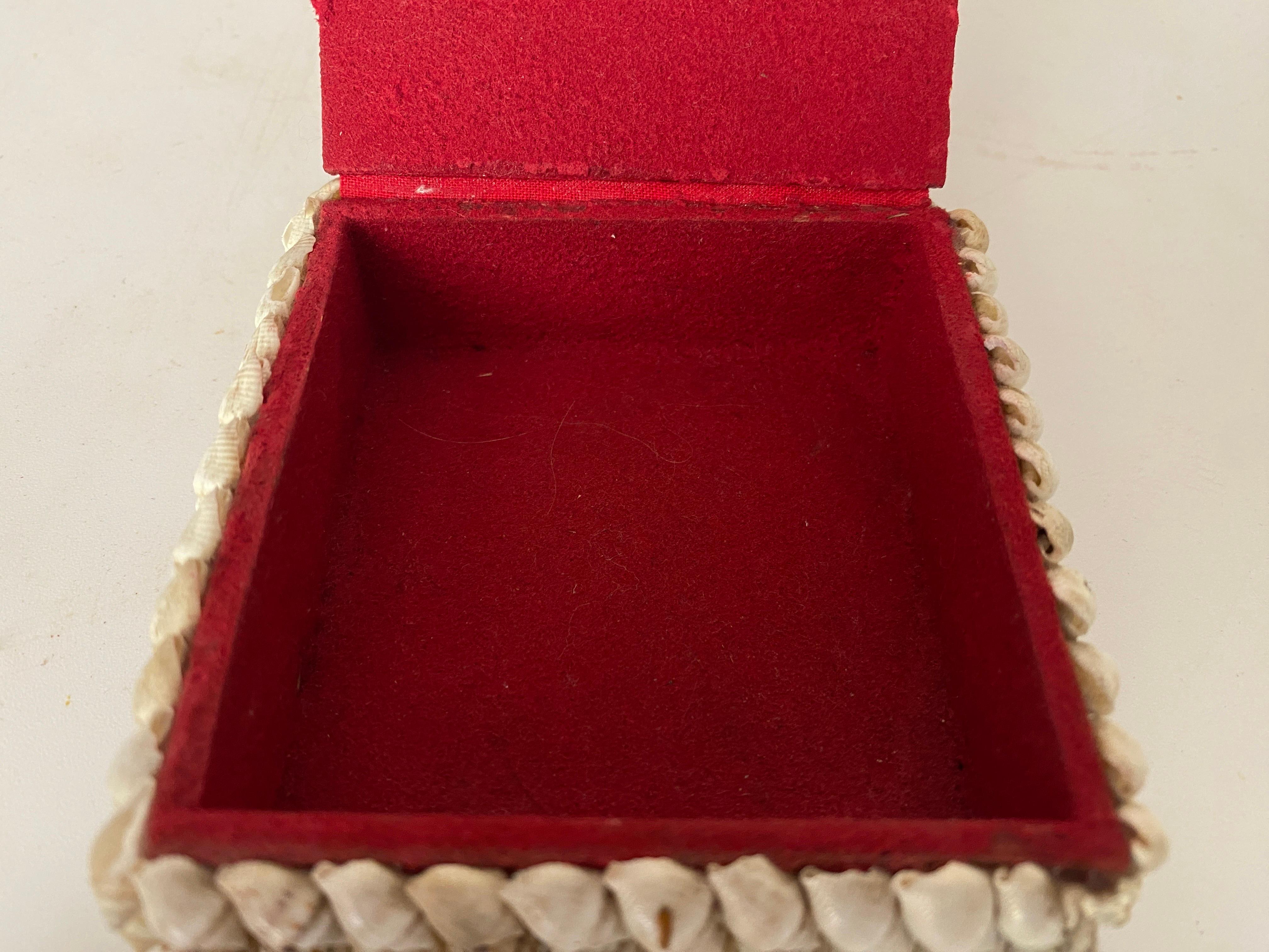 Schmuckkästchen oder dekorative Schachtel aus Muscheln und weißem Holz, Frankreich, 20. Jahrhundert im Angebot 4