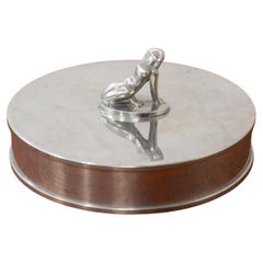 Jewelry Box with Nude Nymph Handle in Pewter, GAB Sweden 1934
