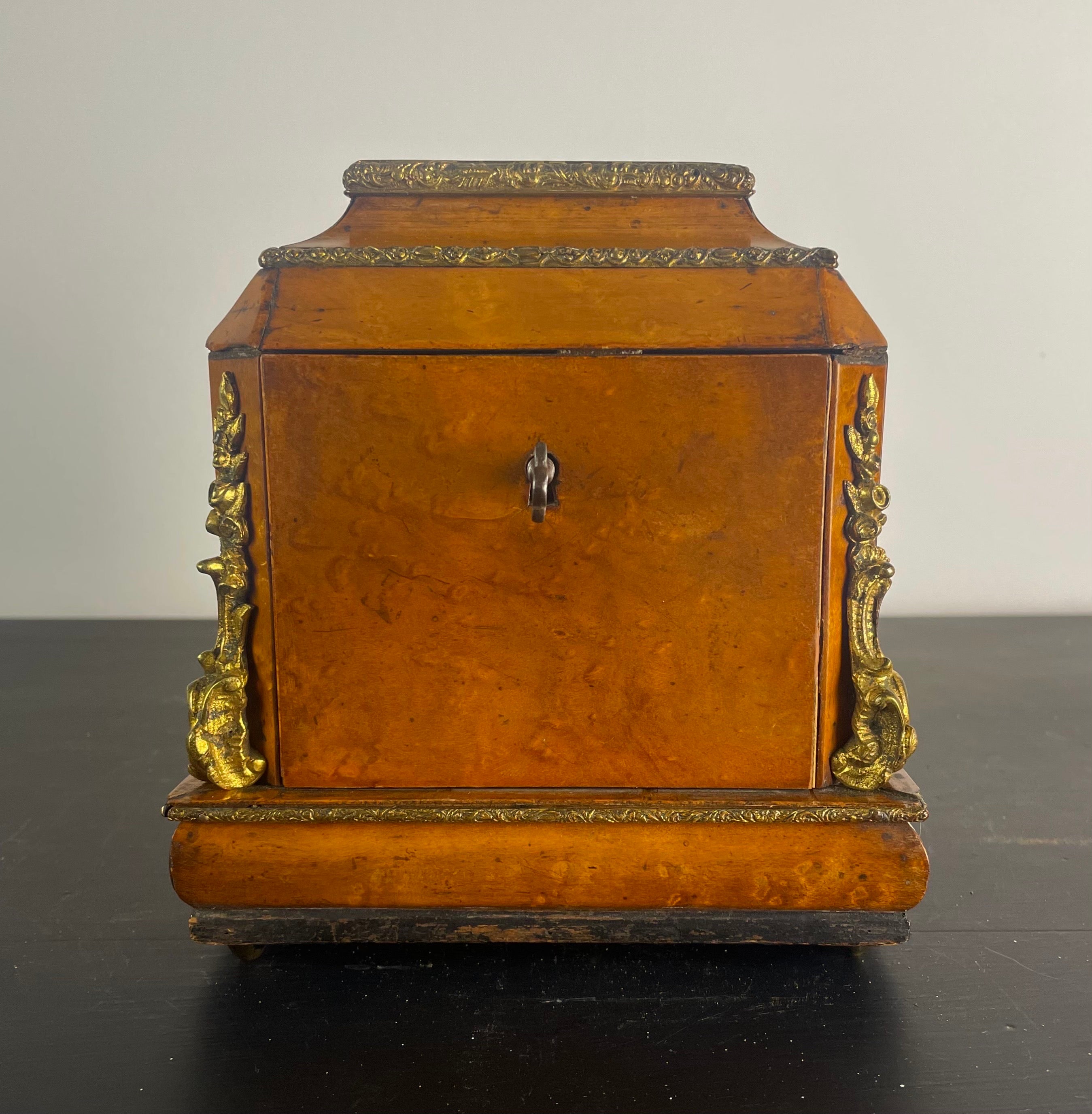 Charming jewelry box or case.
The box has a compartment for rings and 3 compartments for earrings, necklaces, bracelets, stones.
Very interesting opening mechanism with pusher system.
Small secret compartment on the top to hide the key or a