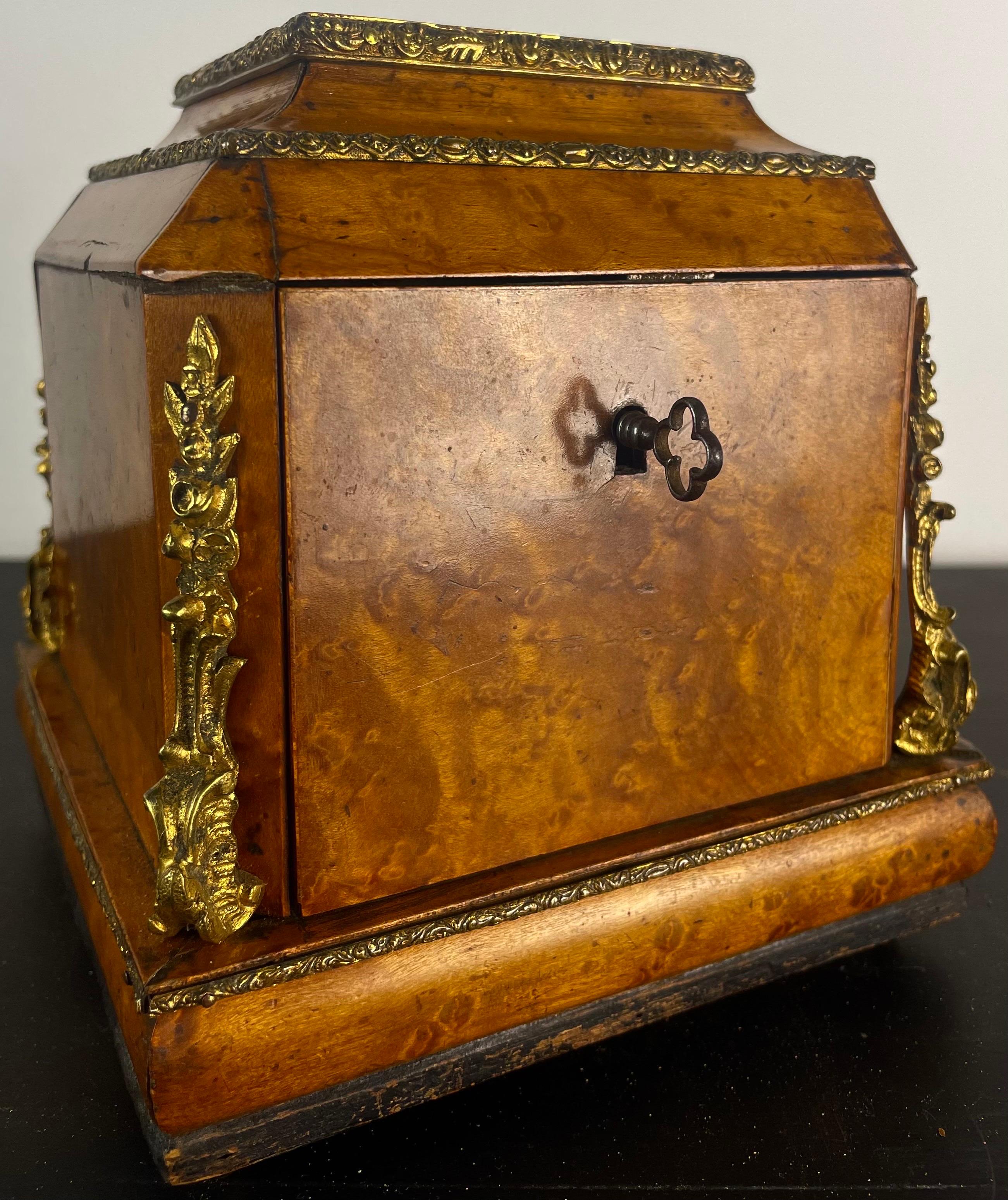 French Jewelry Boxes or Wooden Box with Key, Restauration Period 19th, France For Sale
